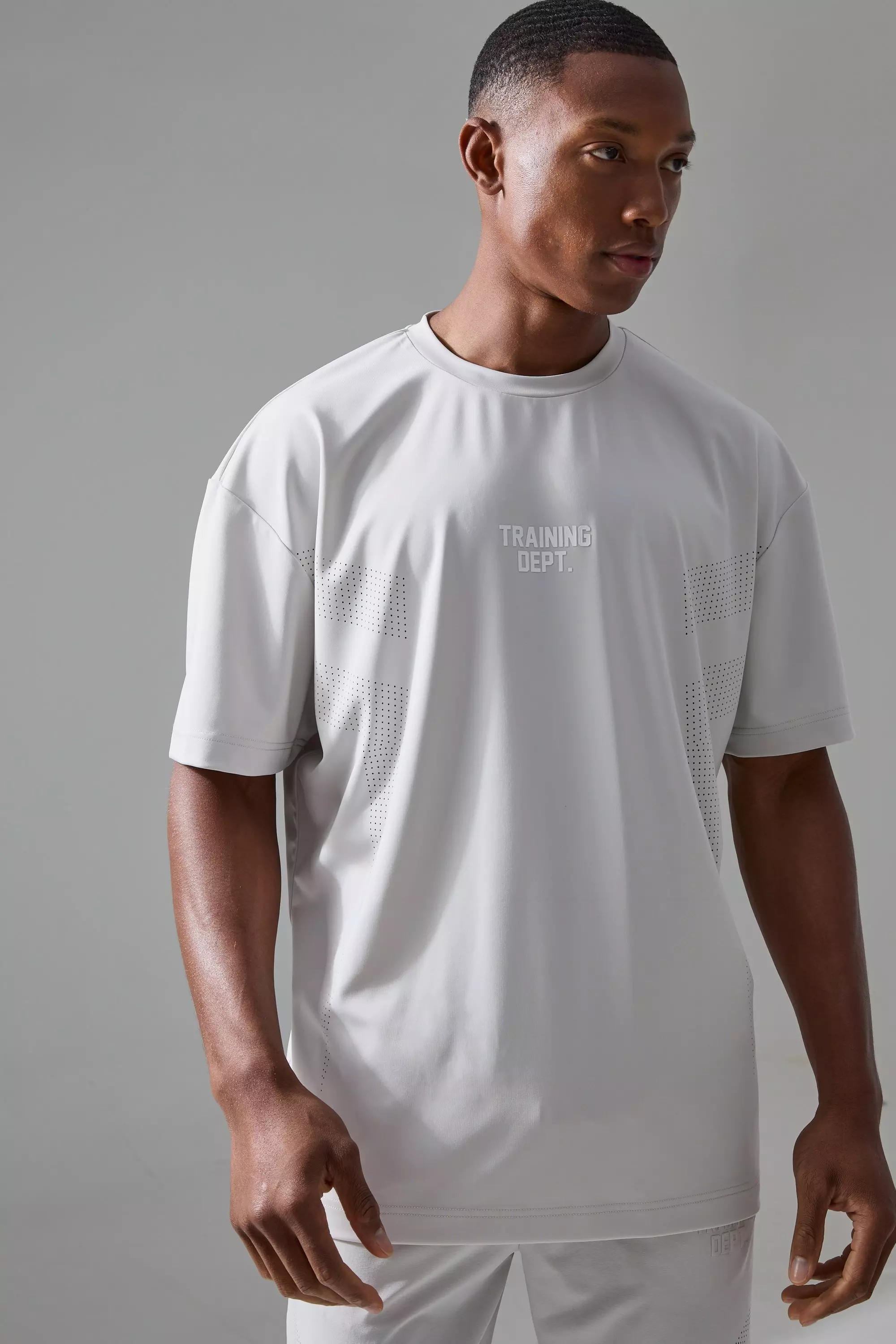 Active Training Dept Oversized Perforated T-shirt Light grey