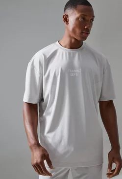 Grey Active Training Dept Oversized Perforated T-shirt
