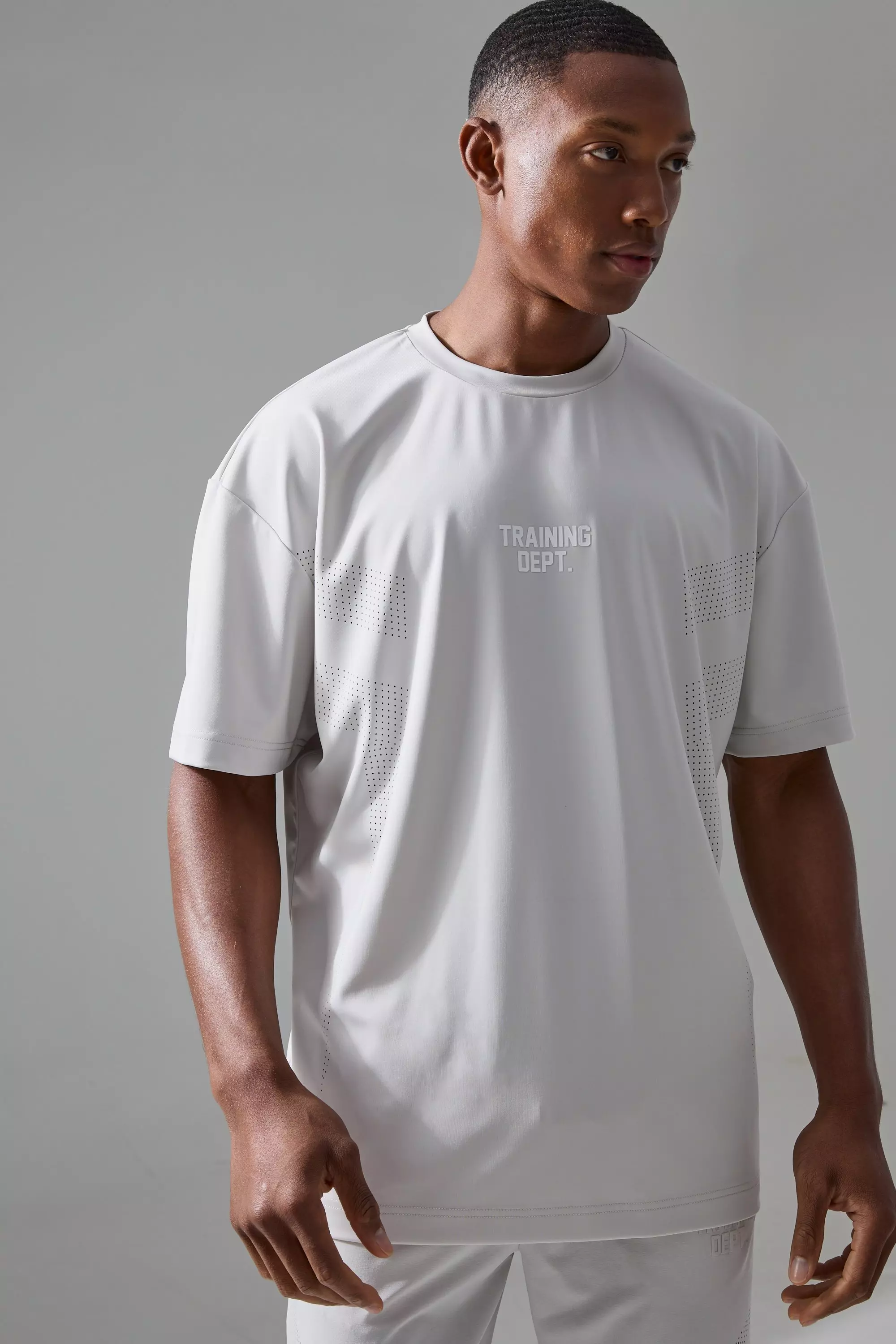 Grey Active Training Dept Oversized Perforated T-shirt