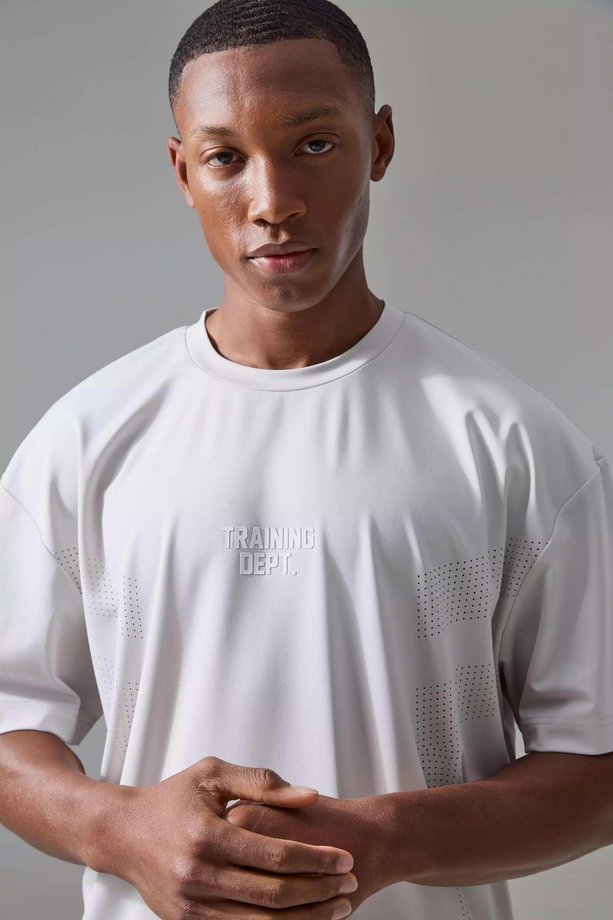 Light grey Active Training Dept Oversized Perforated T-shirt alternative image