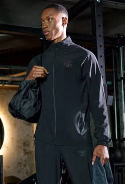 Black Active Training Dept Mesh Panelled Funnel Neck Jacket