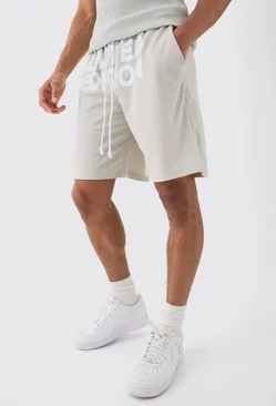 Relaxed Mid Length Limited Edition Mesh Shorts Grey