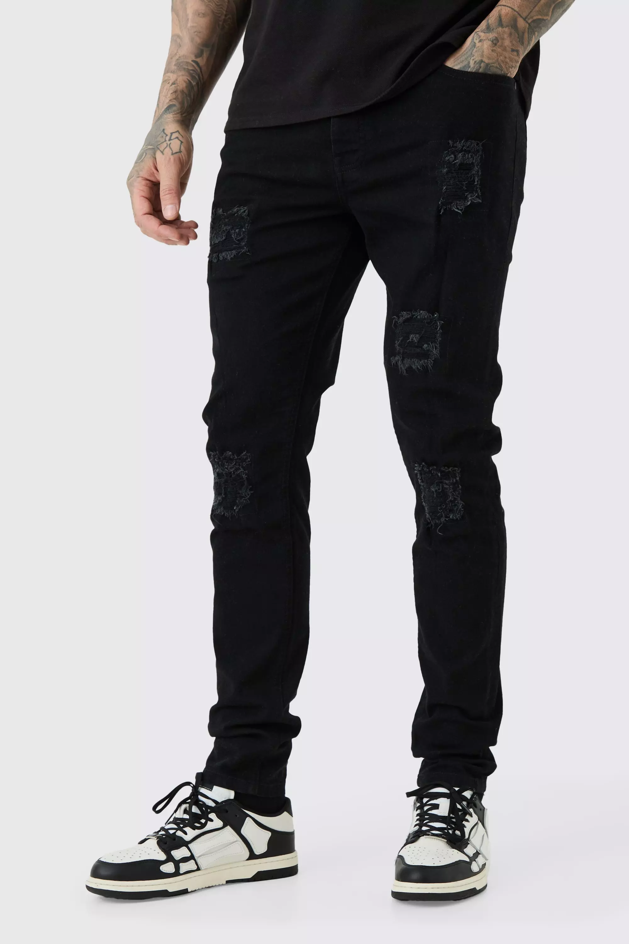 Tall - Jean skinny déchiré et réparé, True black autre image