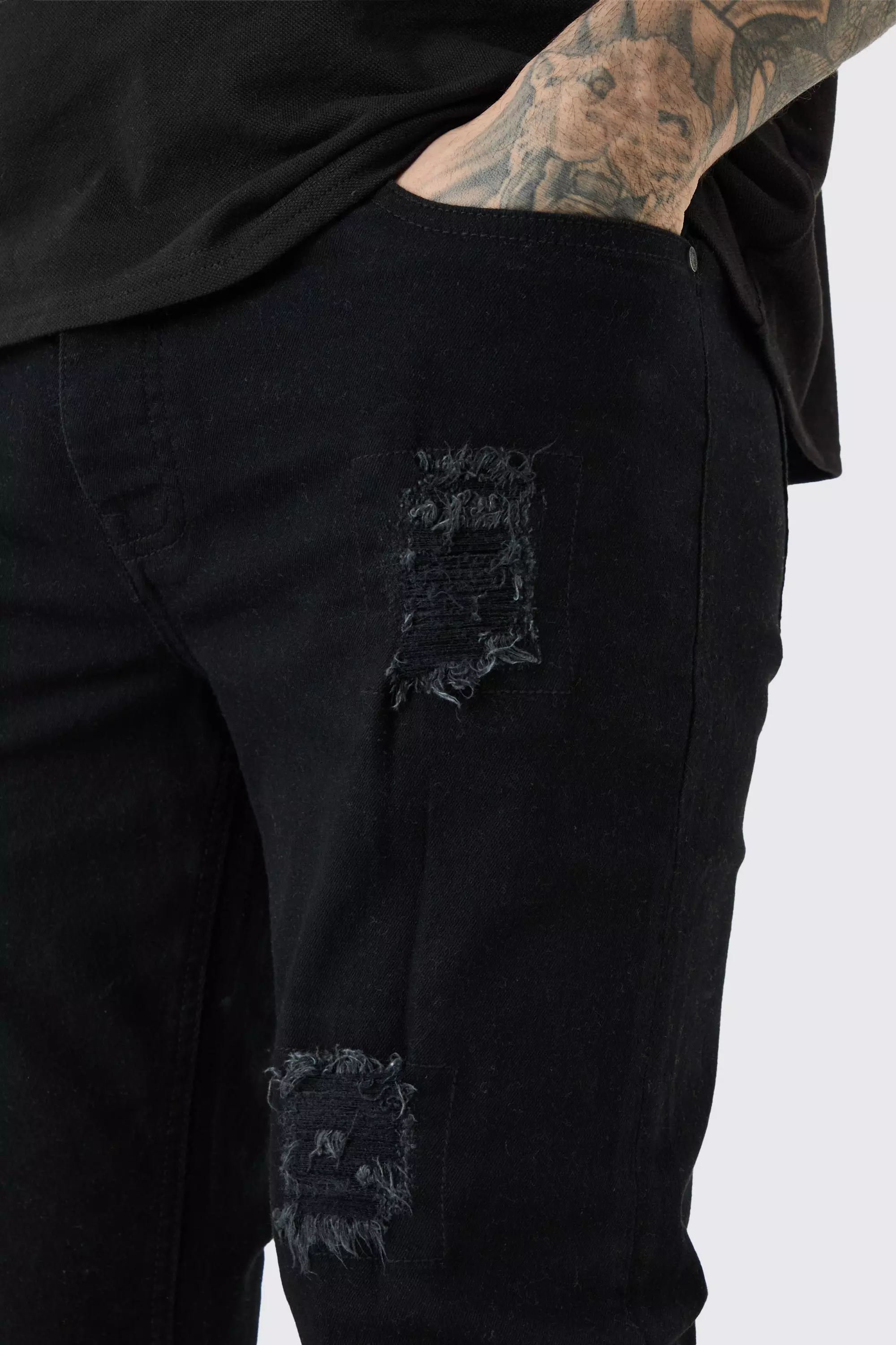Tall - Jean skinny déchiré et réparé, True black autre image