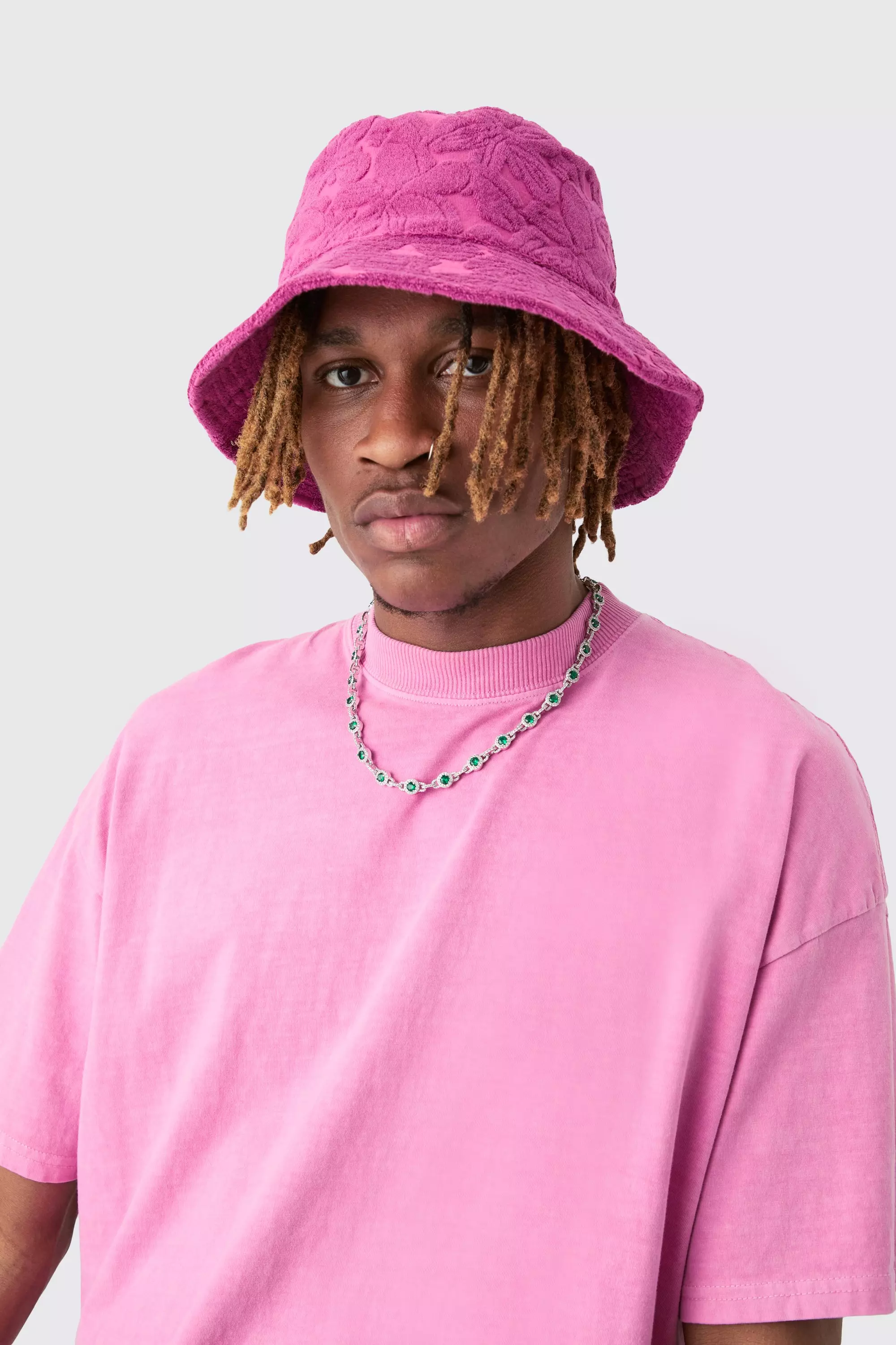 Towelling Bucket Hat In Pink Pink