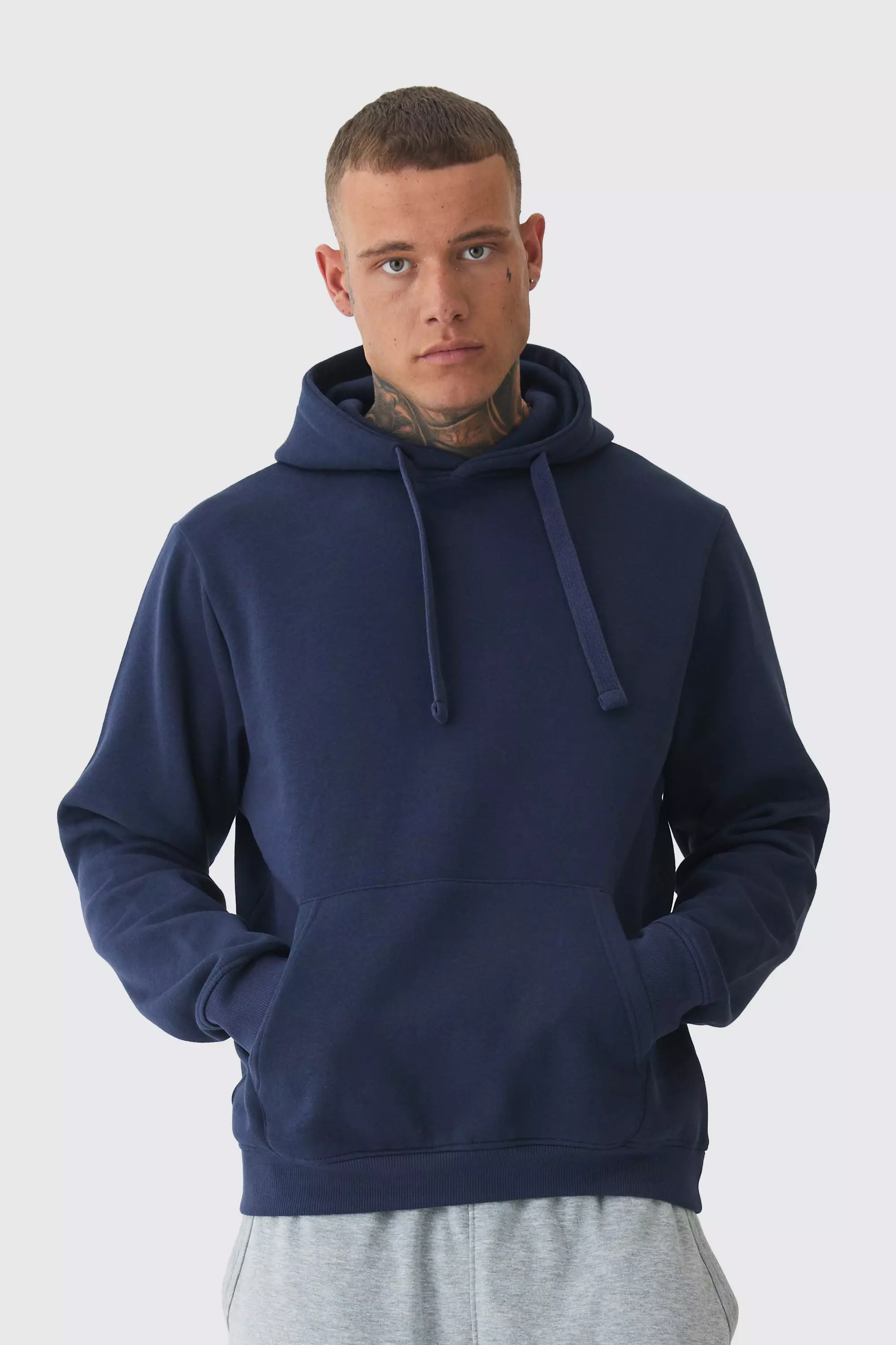 Navy Tall Basic Hoodie In Navy