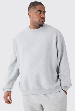 Grey Plus Basic Sweatshirt In Grey Marl
