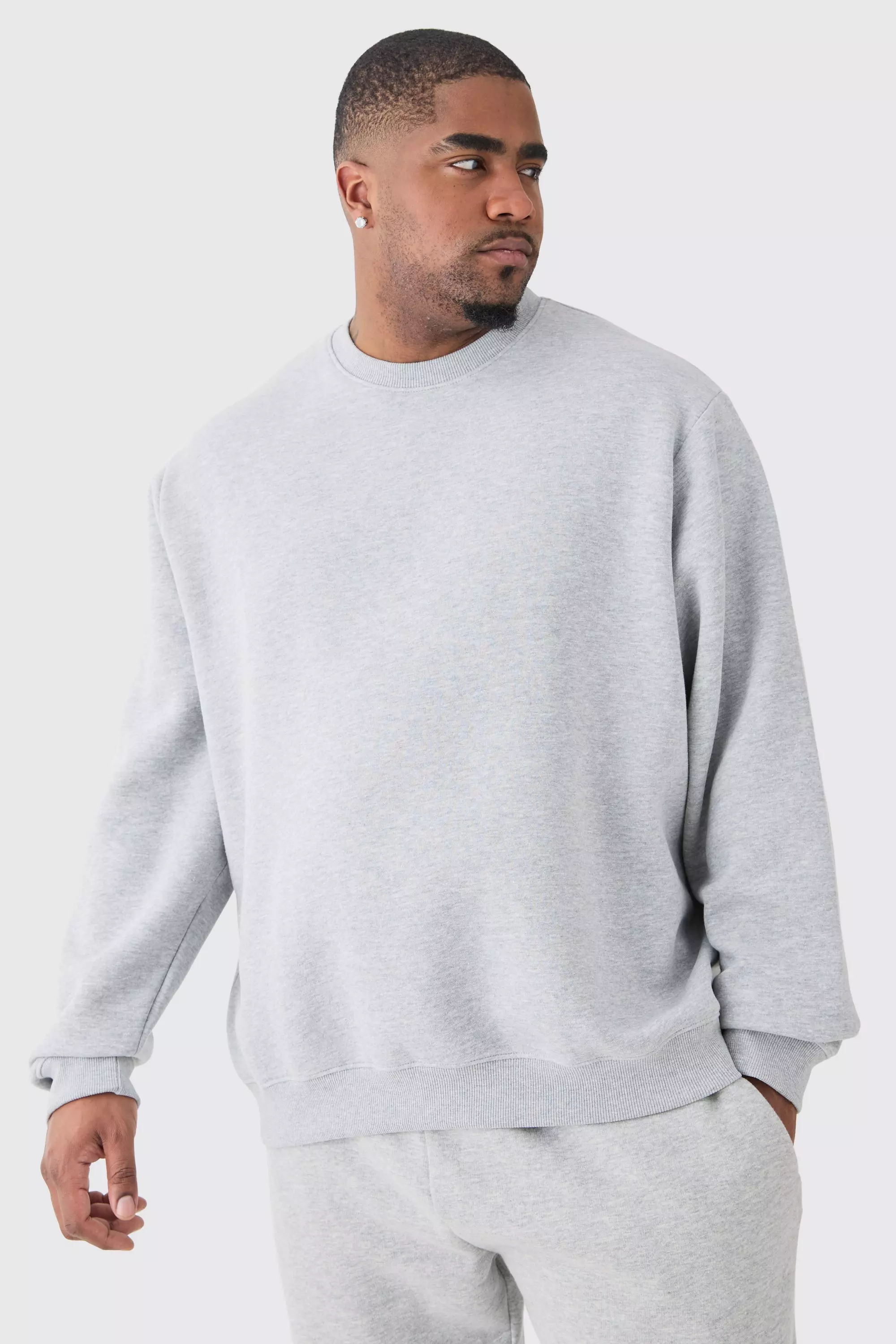 Plus Basic Sweatshirt In Grey Marl Grey marl