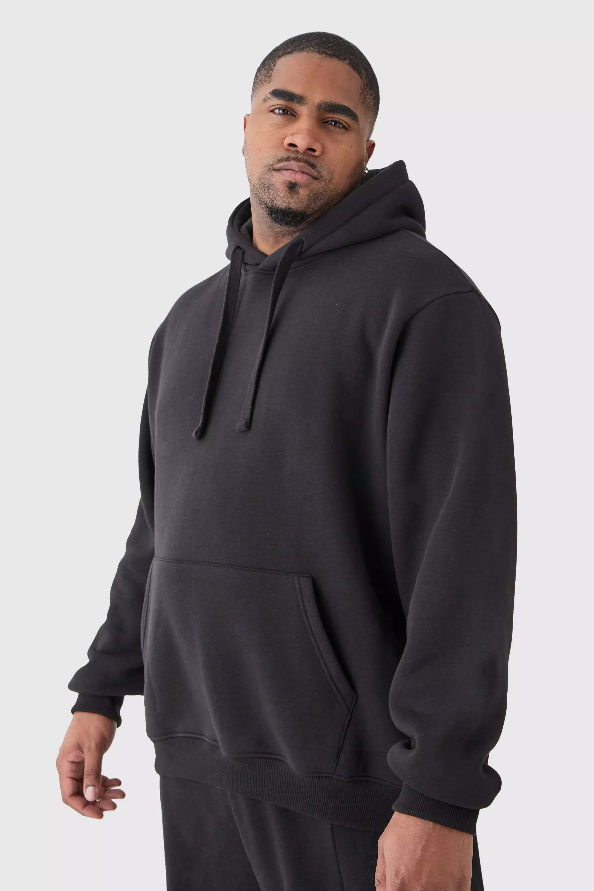 Black Plus Basic Hoodie In Black