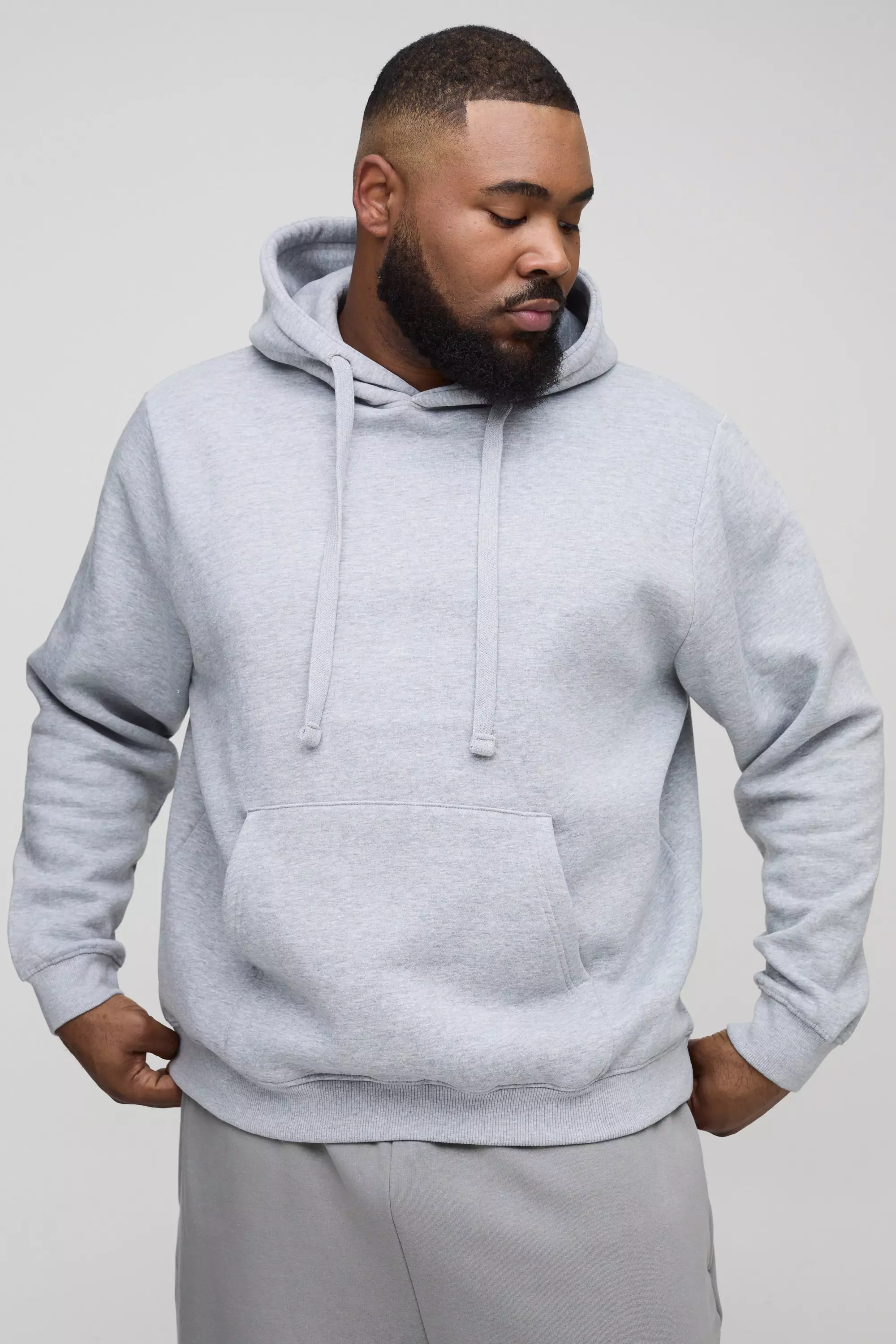 Plus Basic Hoodie In Grey Marl alternative image