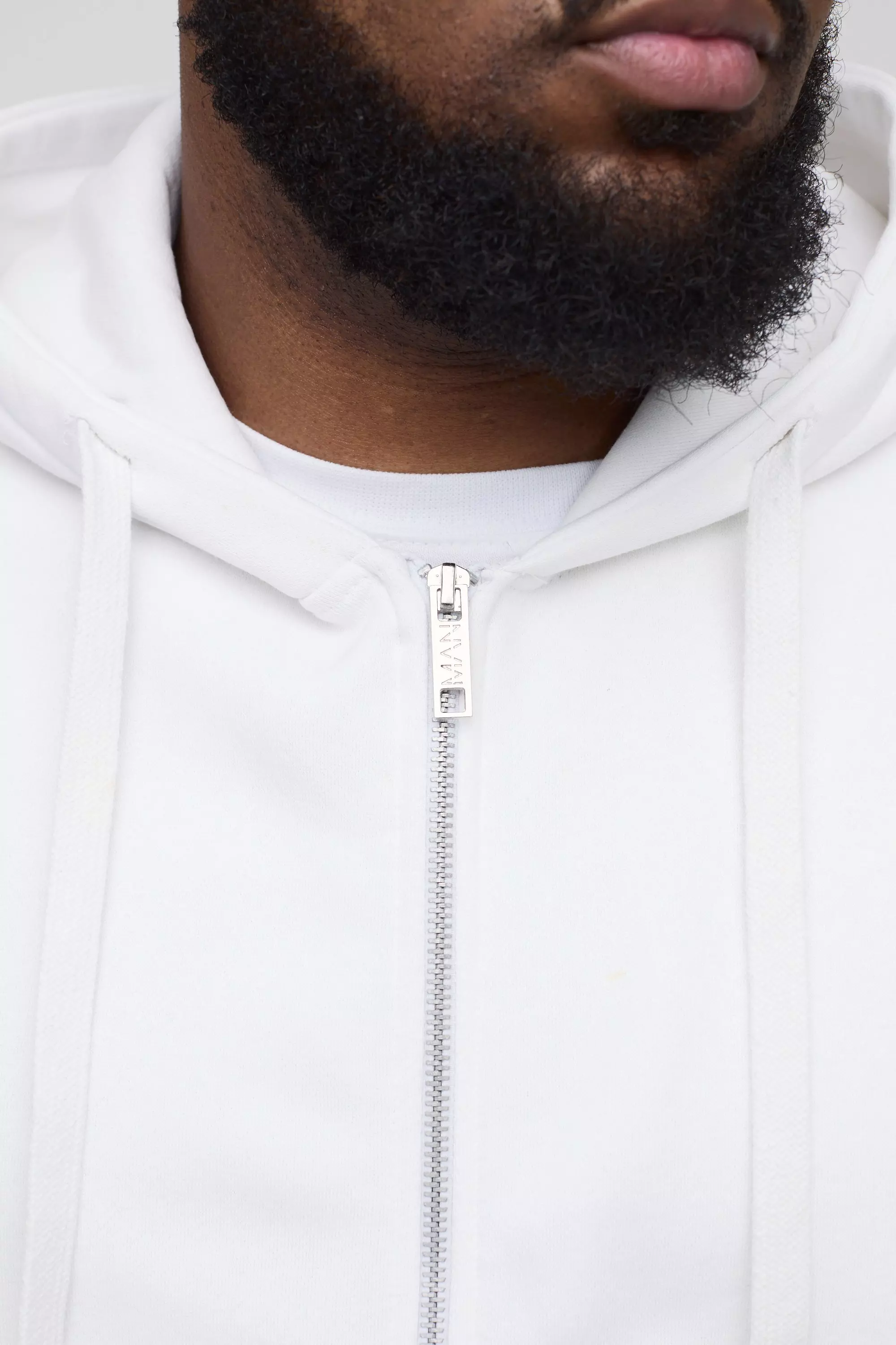 Plus Basic Zip Through Hoodie In White alternative image