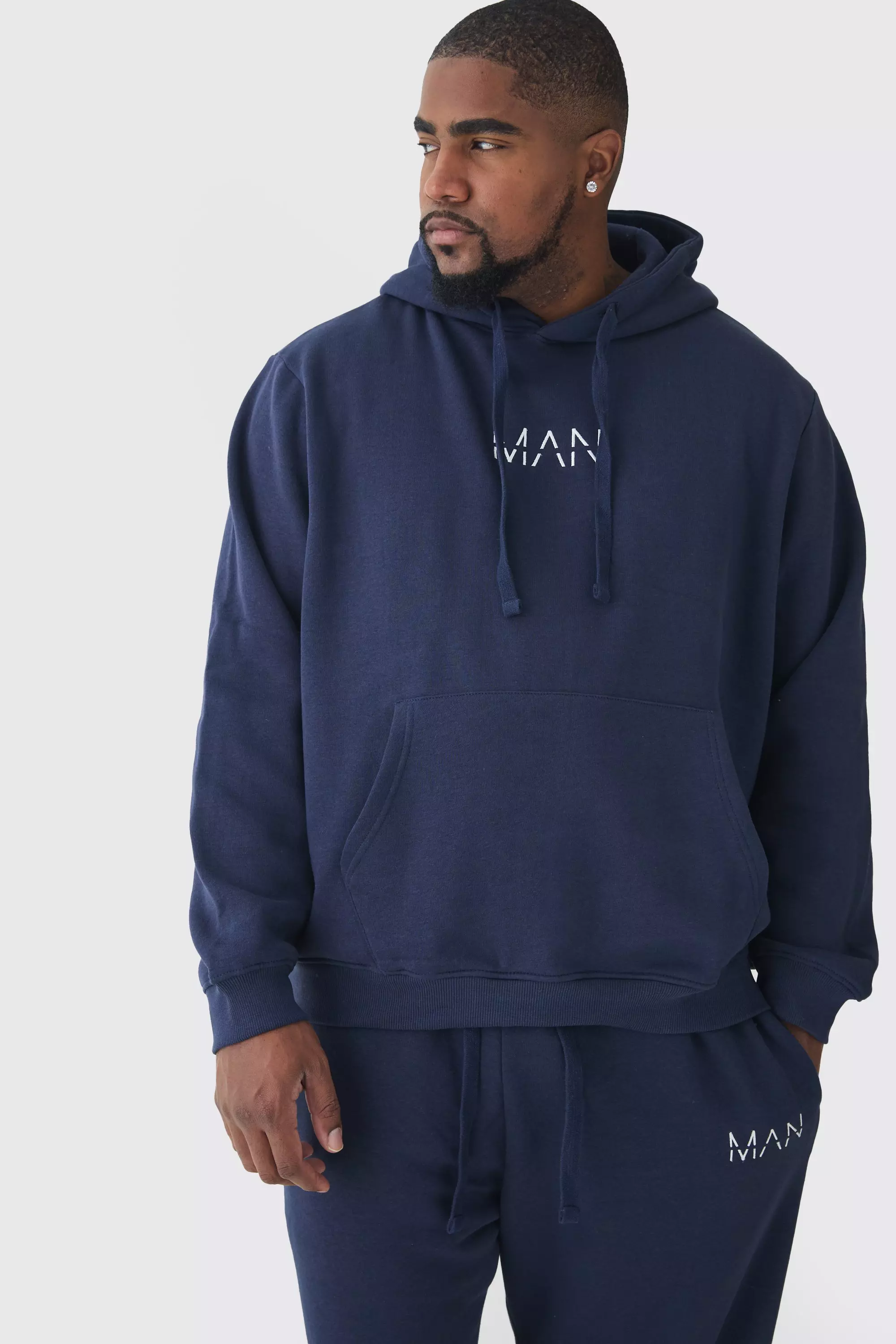 Navy Plus Basic Man Dash Hoodie In Navy