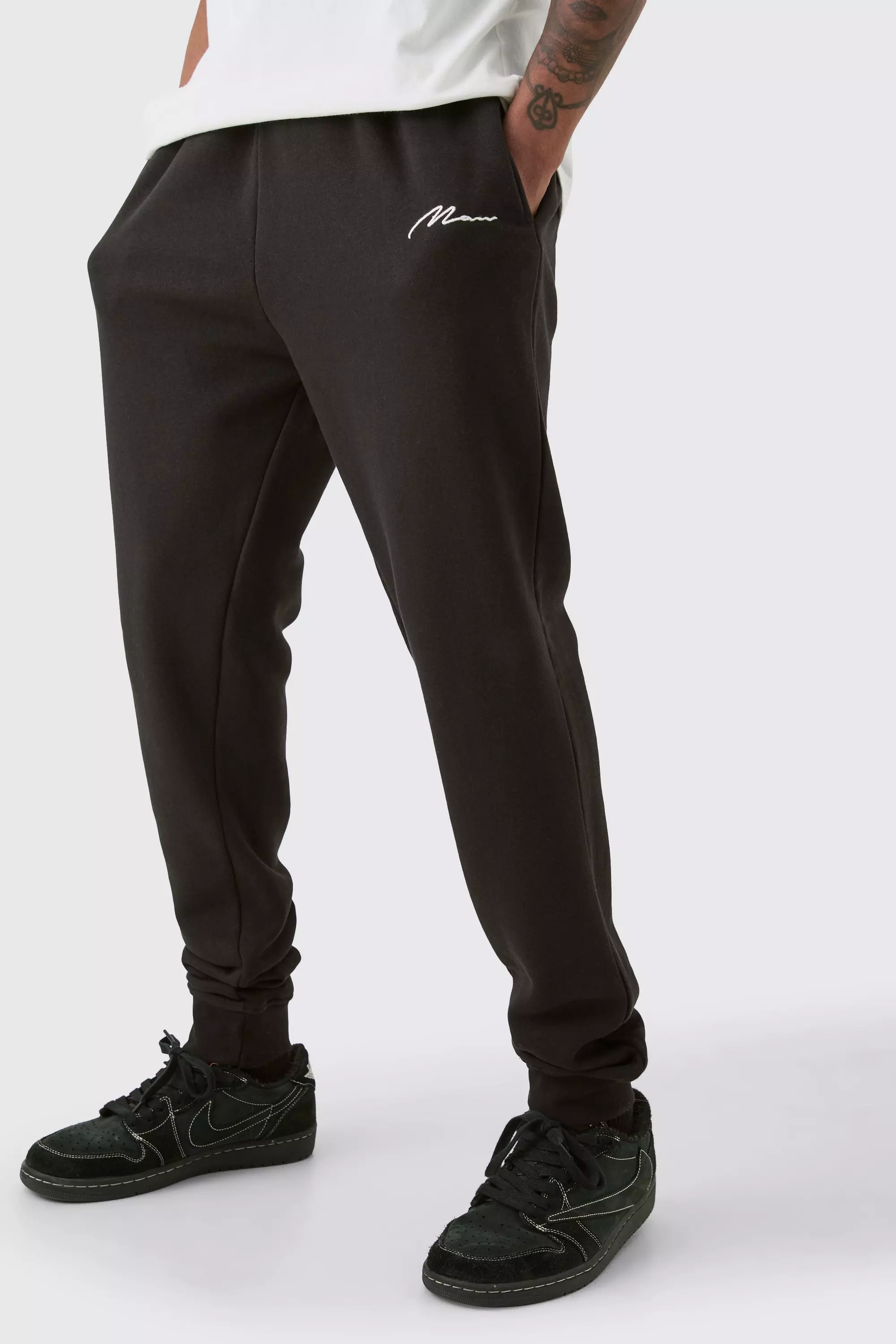 Tall Man Signature Slim Fit Jogger In Black boohooMAN