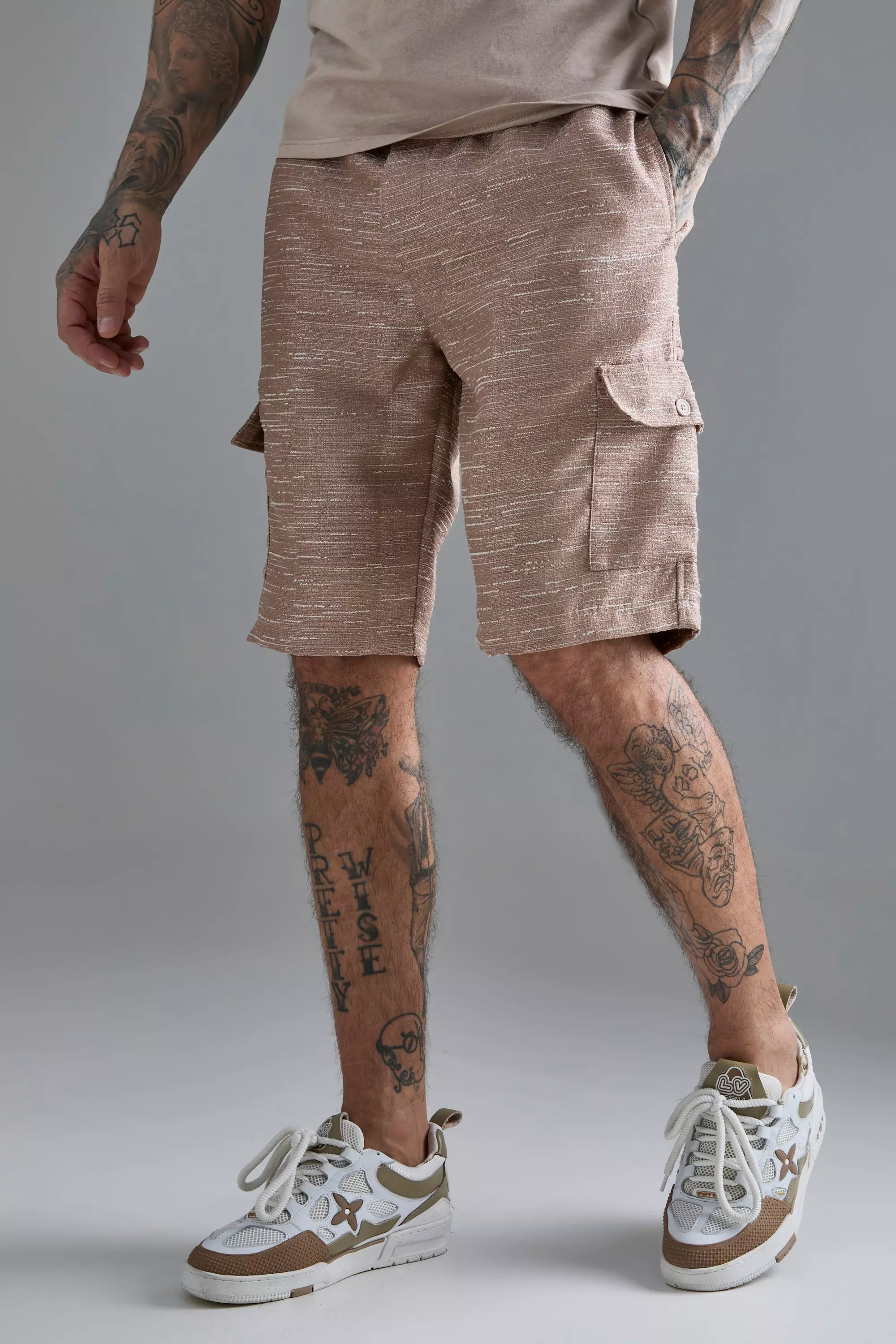 Tall Textured Cargo Short Taupe