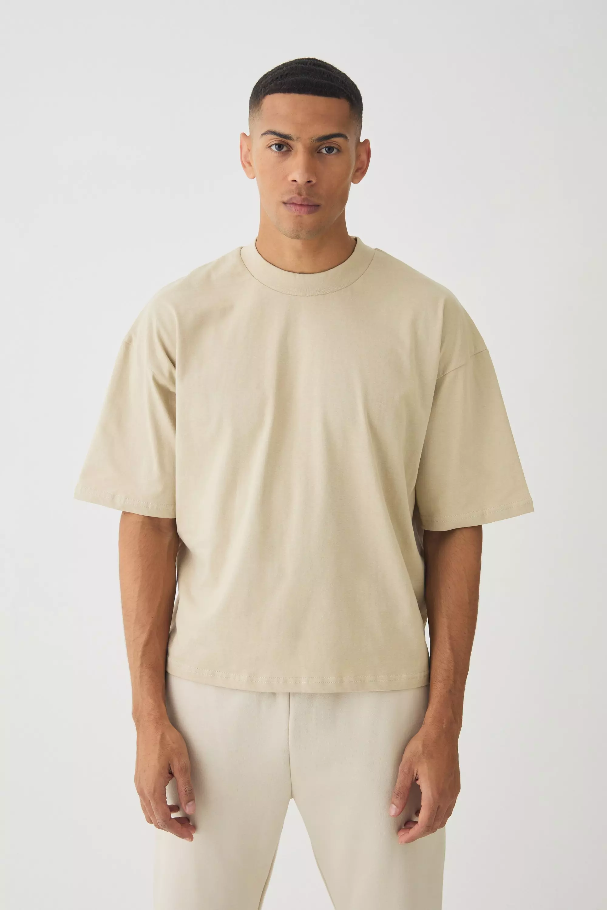 Stone Beige Oversized Boxy Heavyweight T-shirt