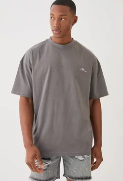 Charcoal Grey Man Signature Oversized Heavy T-shirt