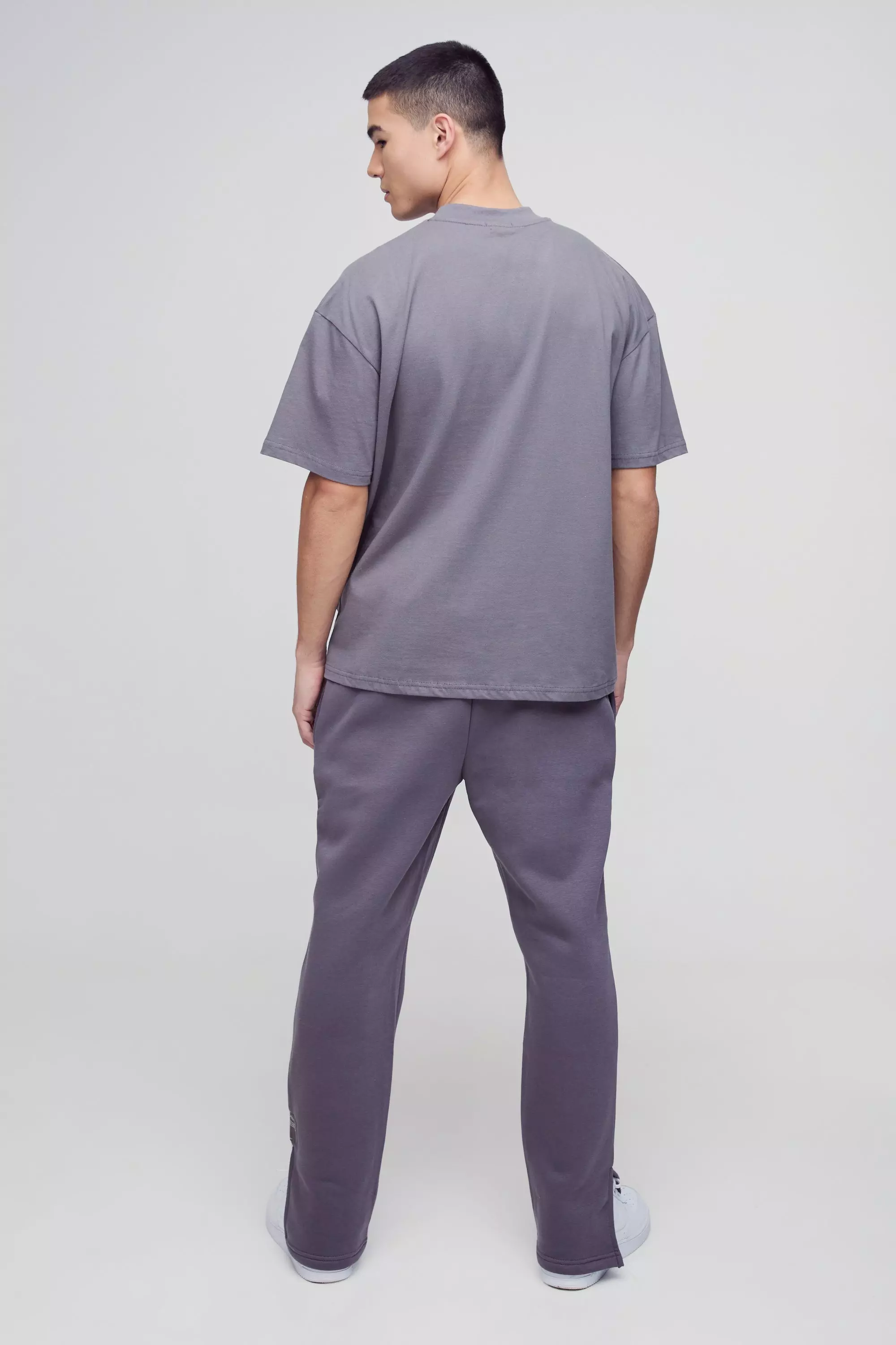 Charcoal Oversized Dik T-Shirt Met Brede Nek alternatieve afbeelding