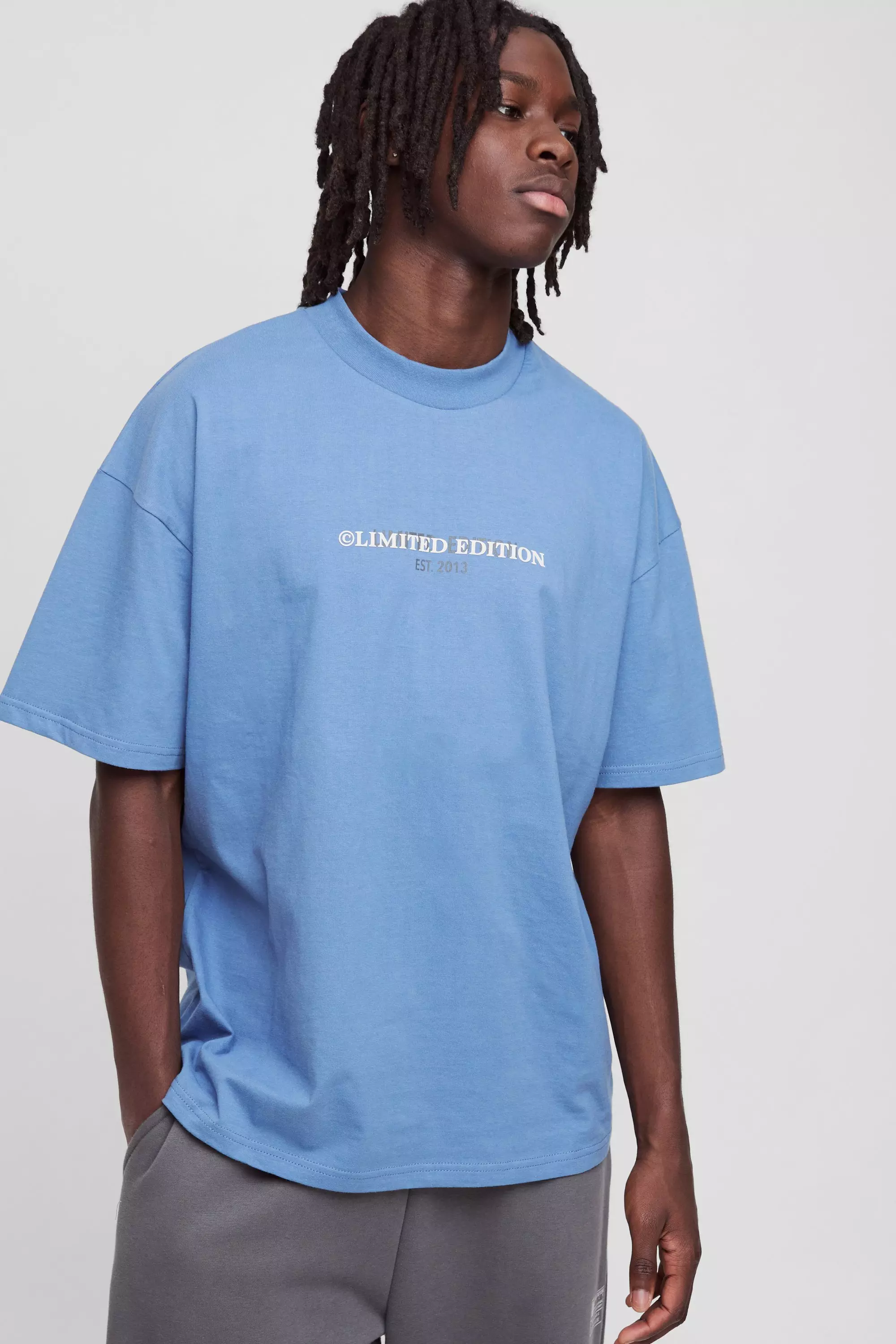 Dusty blue Oversized Dik Limited T-Shirt alternatieve afbeelding