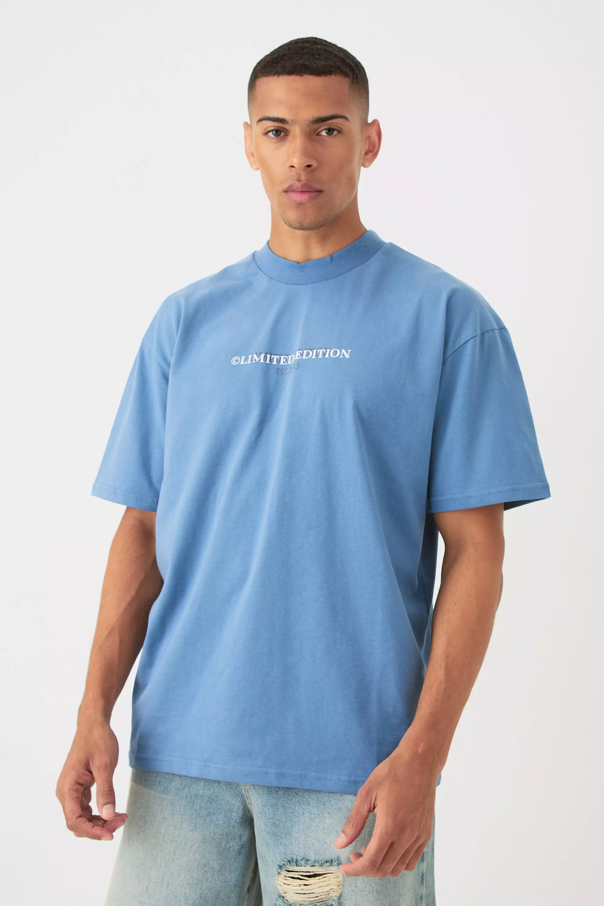Dusty-blue Blue Oversized Limited Heavy T-shirt