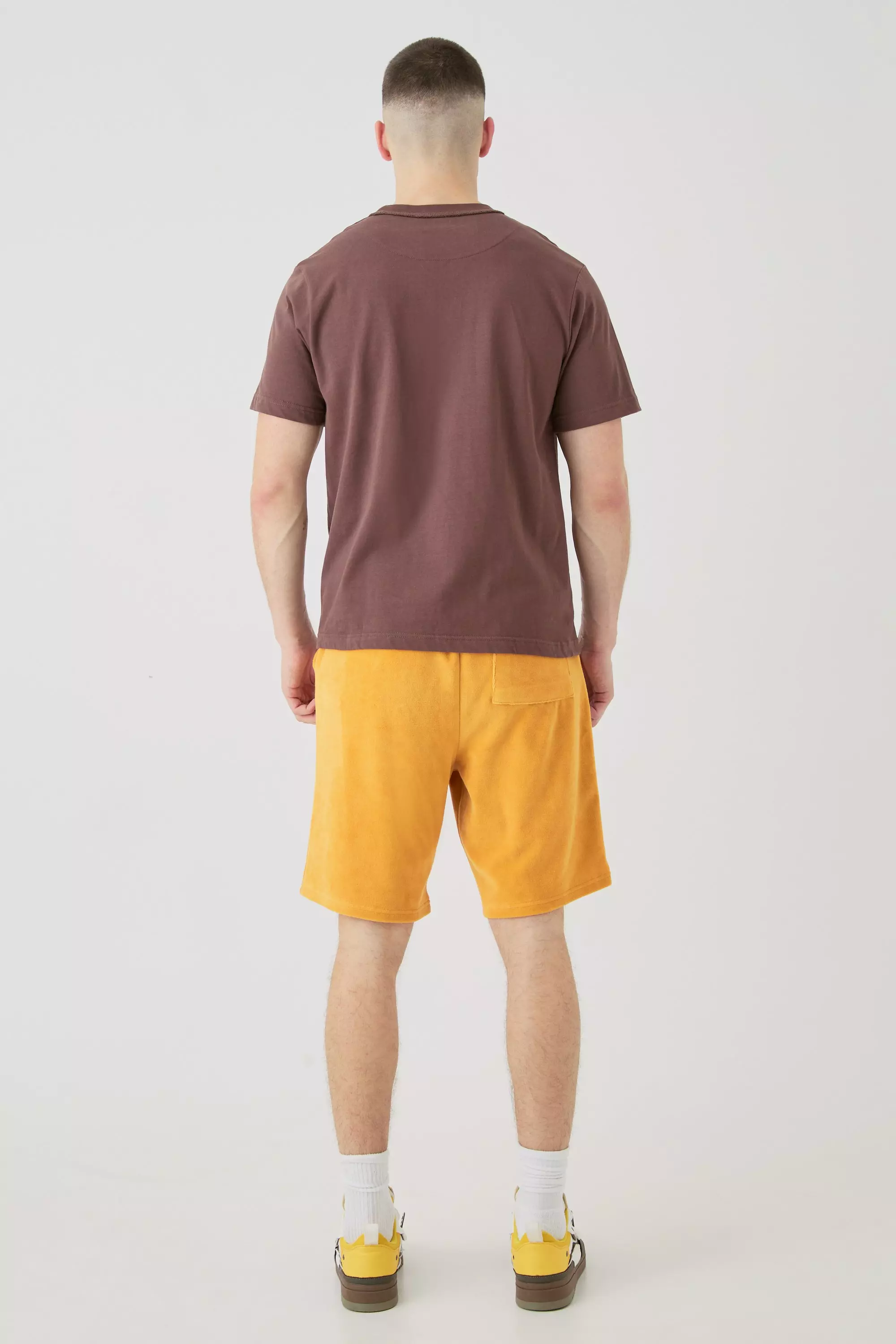 Tall Velour-Shorts mit elastischem Bund, Brown alternatives Bild