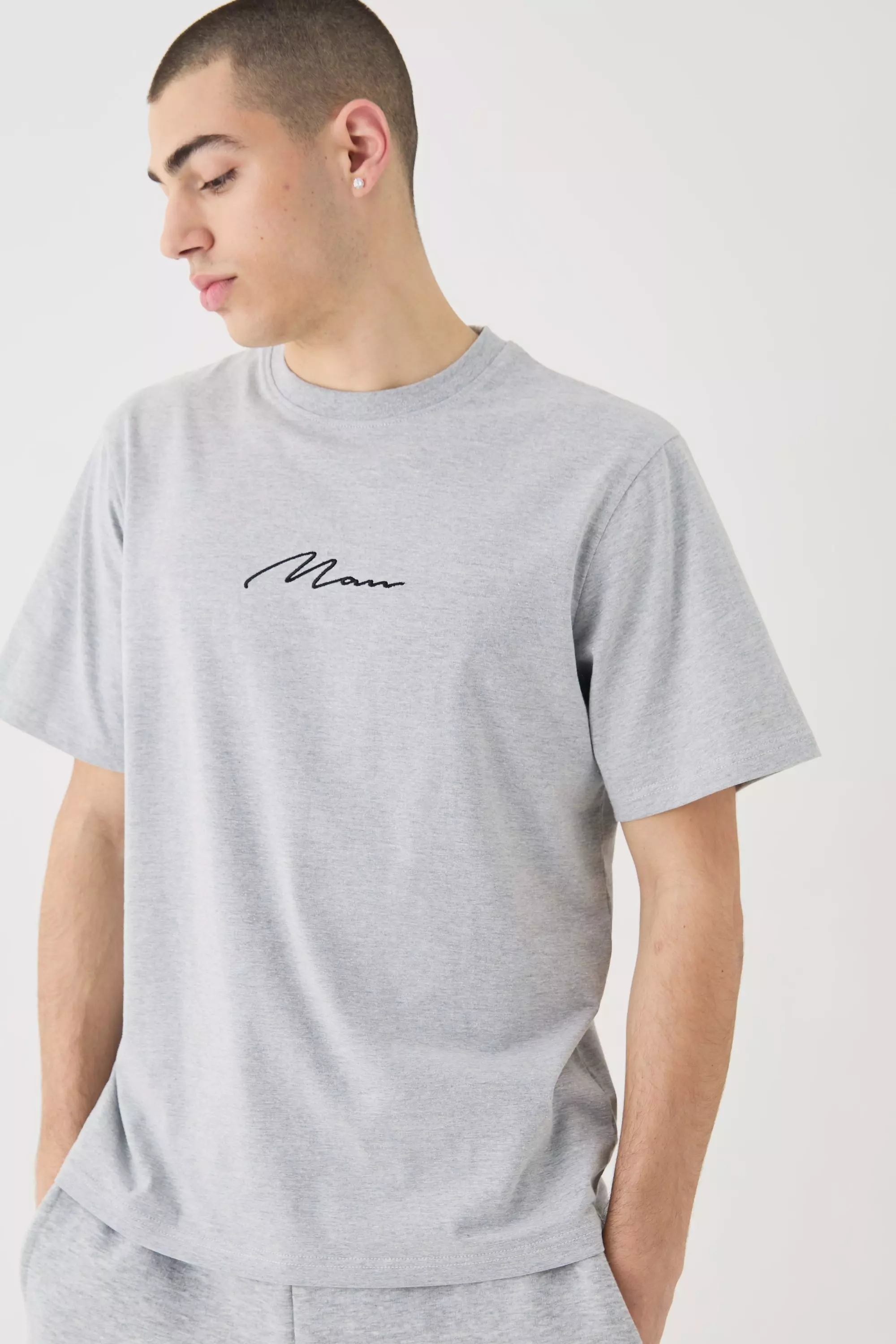 Man Signature Basic T-shirt Grey marl