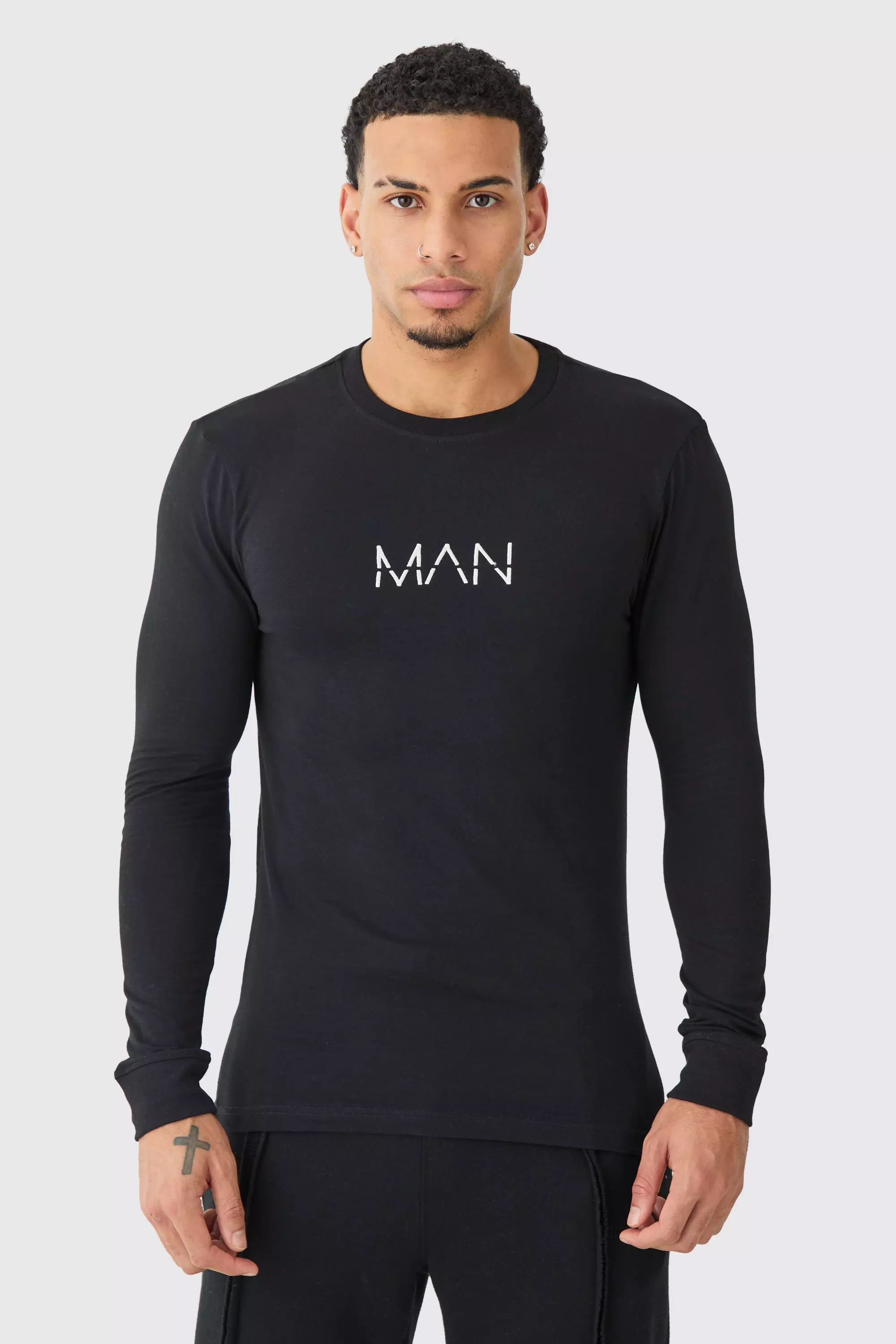 Man Dash Muscle Fit Long Sleeve T-shirt Black