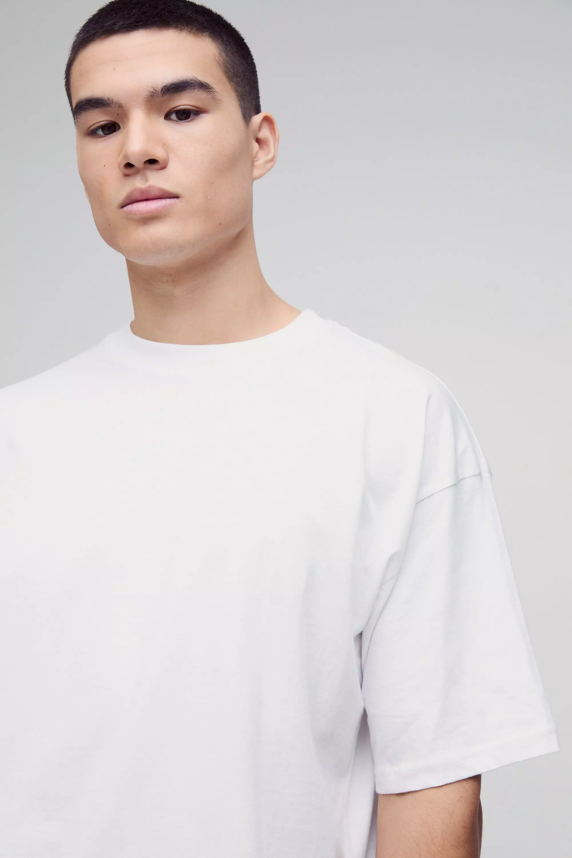White Basic Oversized Boxy Crew Neck T-shirt alternative image