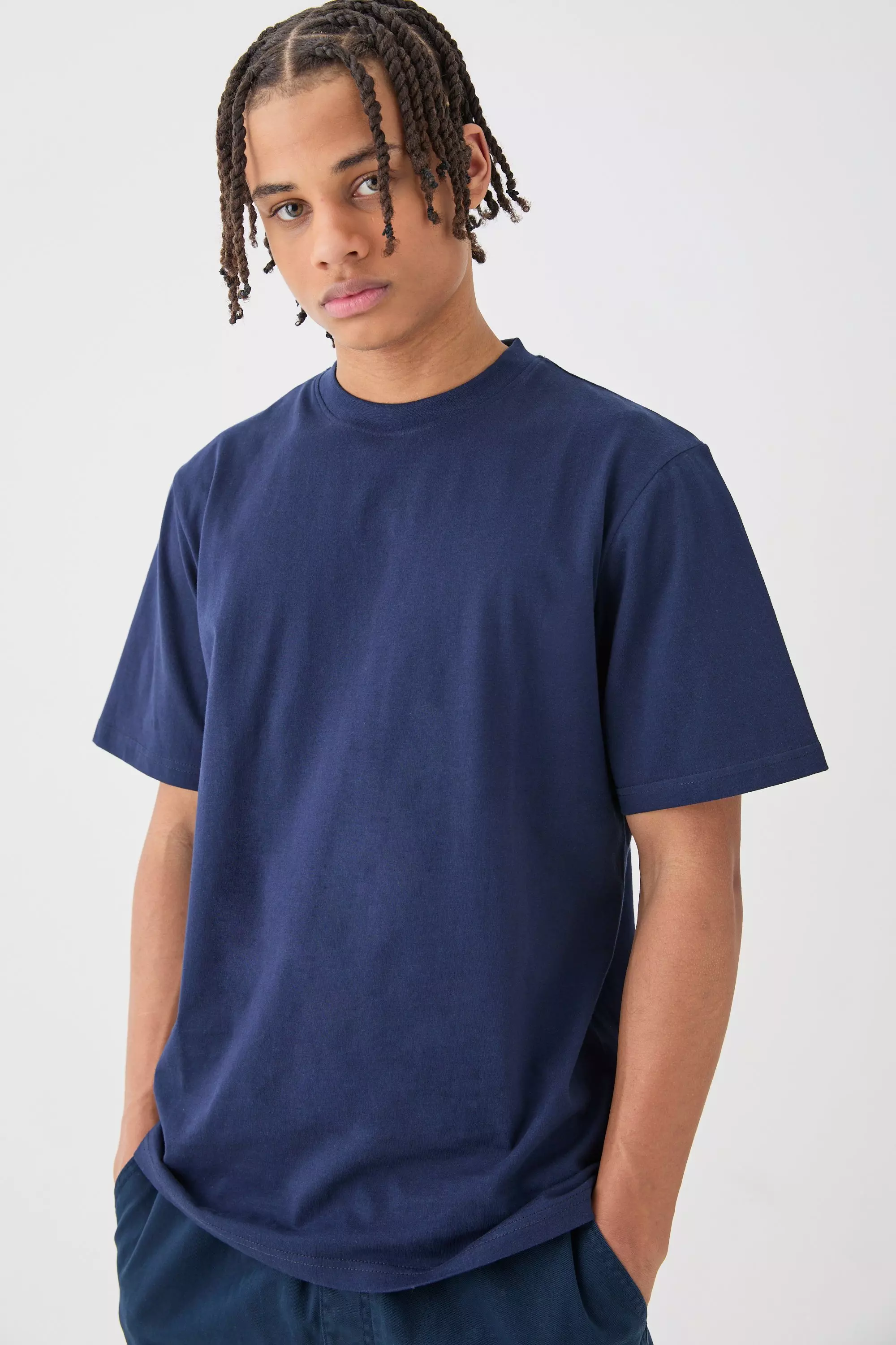 Navy Basic Crew Neck T-shirt