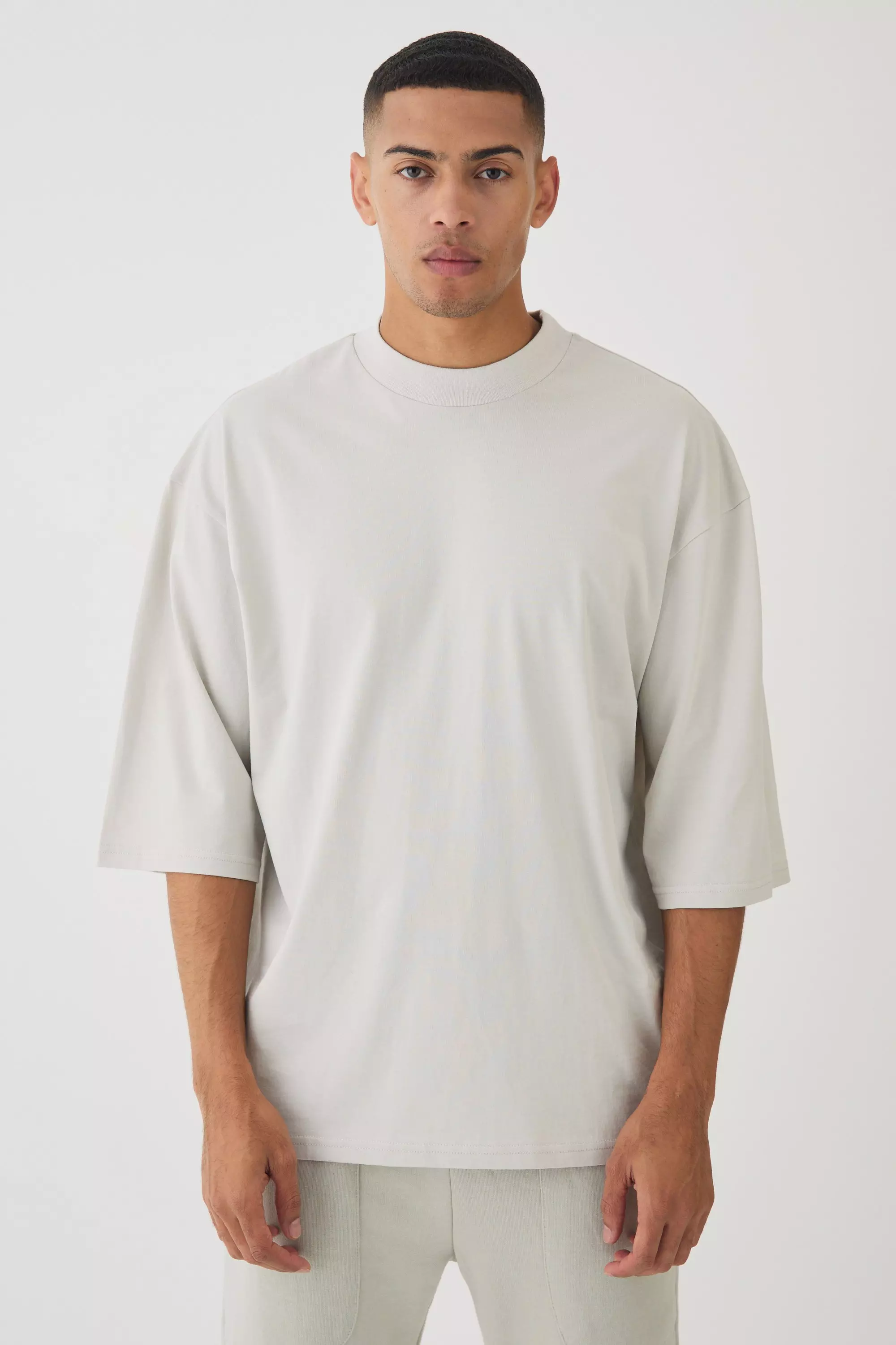 Grey Oversized Half Sleeve Heavyweight T-shirt