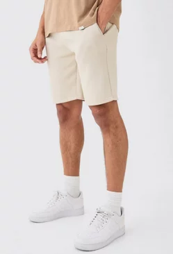 Loose Fit Mid Length Basic Shorts Stone