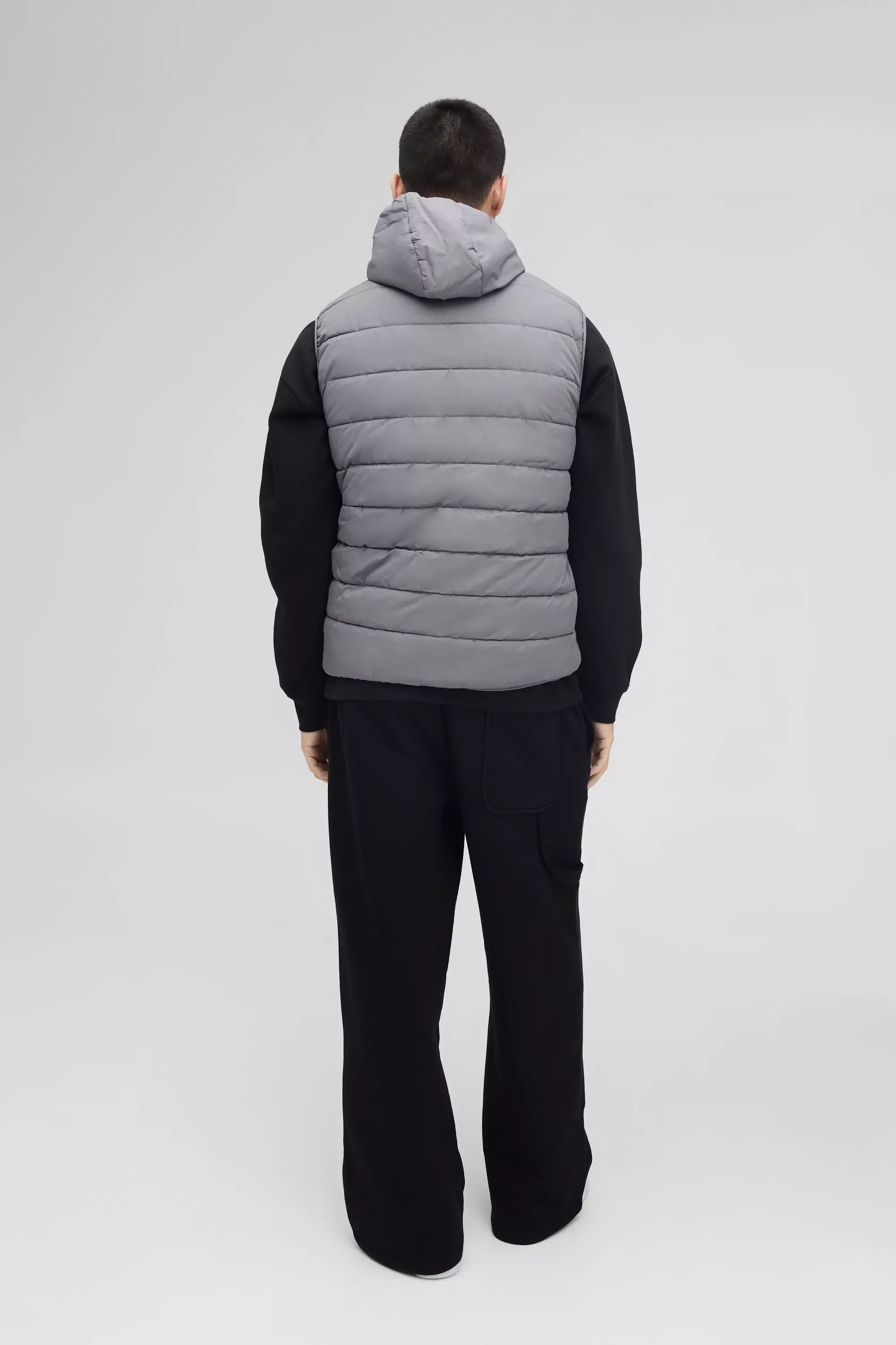 Quilted Zip Through Hooded Gilet In Charcoal alternative image