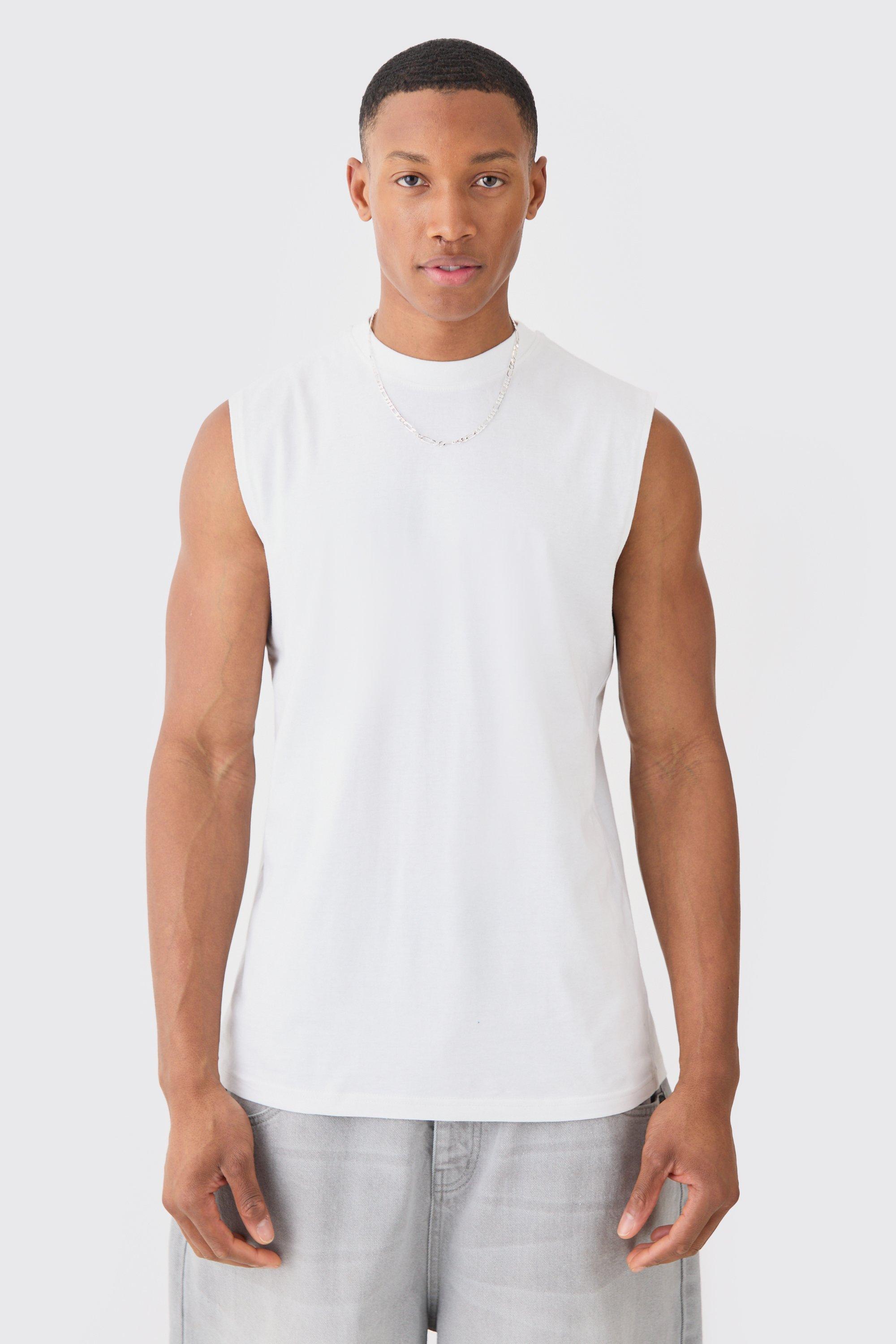 Men's Basic Sleeveless T-Shirt In White