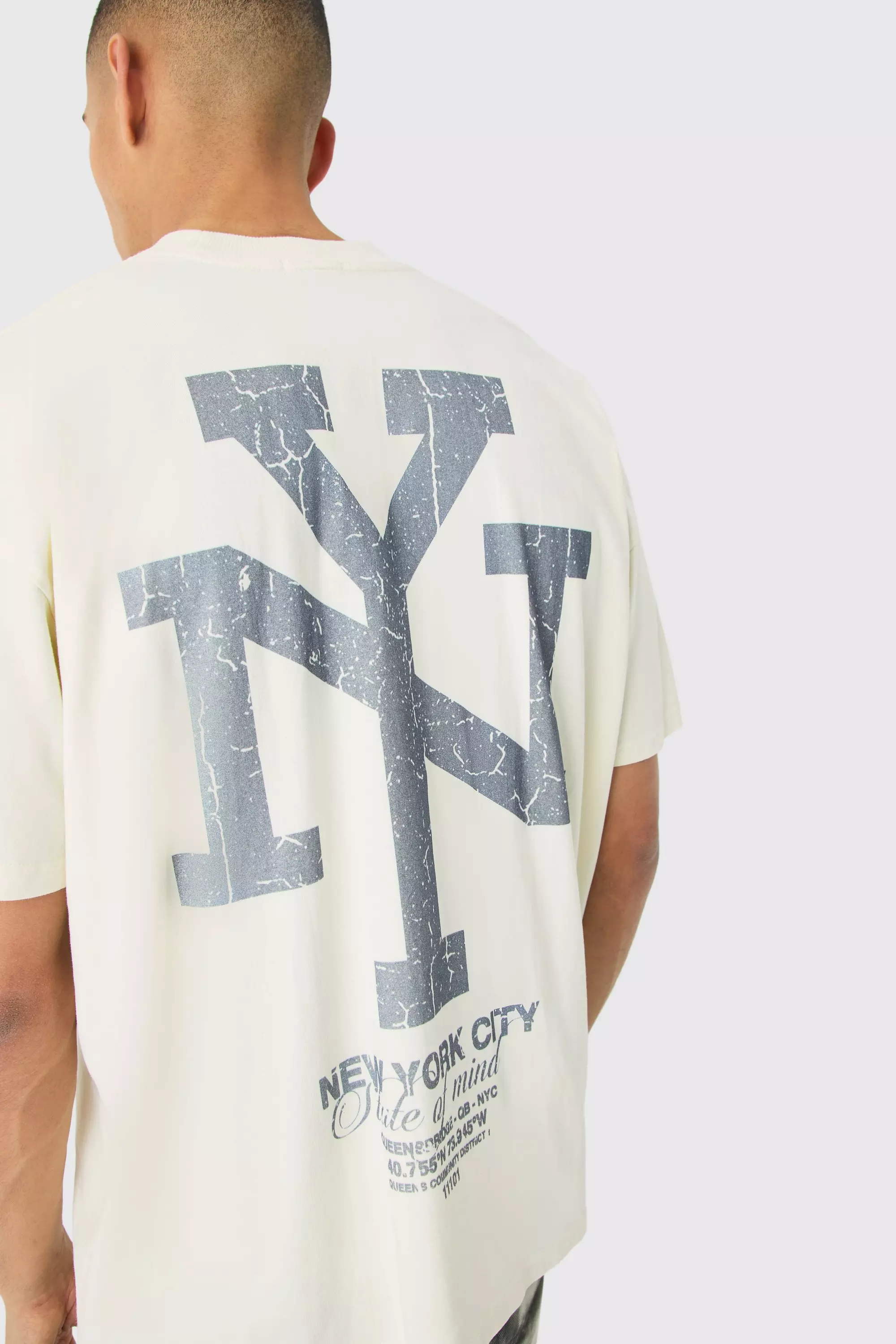 Ecru White Oversized Ny Graphic T-shirt