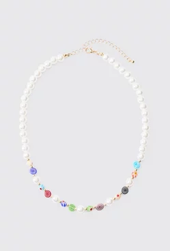 Pearl And Bead Mix Necklace In Multi Multi