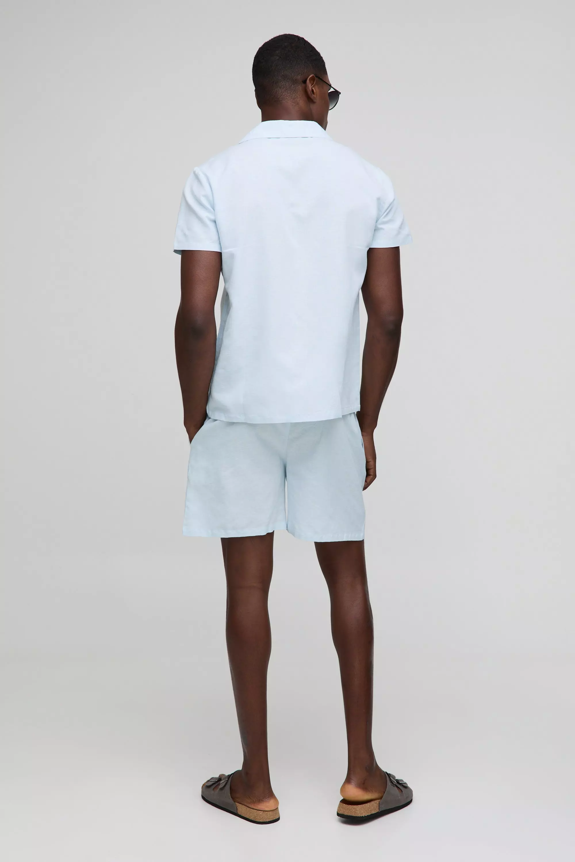 Kurzärmliges Leinen-Hemd & Shorts, Blue alternatives Bild