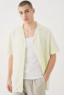 Short Sleeve Oversized Linen Shirt Sage