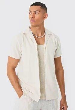 Short Sleeve Linen Shirt Natural