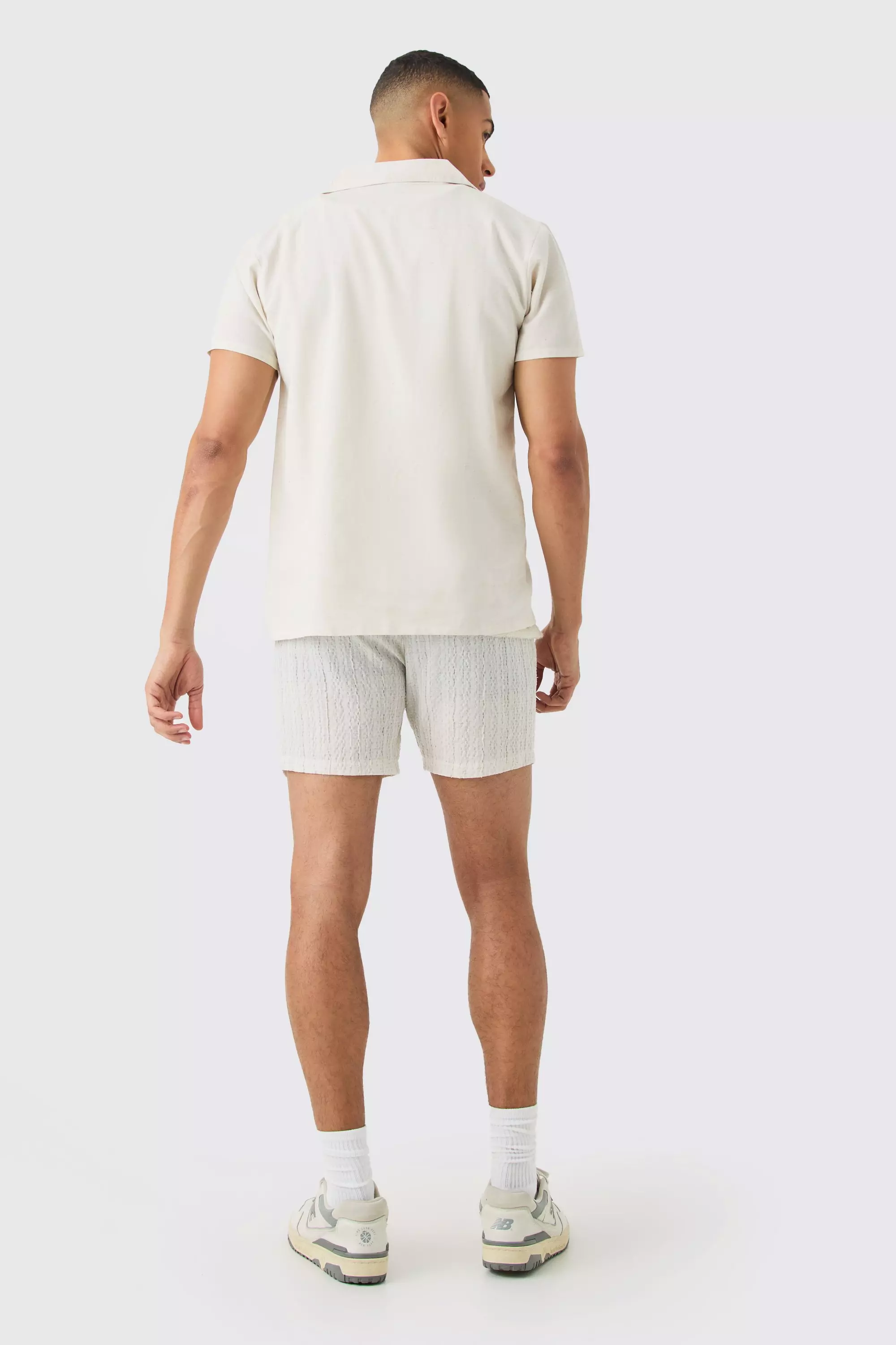 Camicia A Maniche Corte In Lino, Natural immagine alternativa