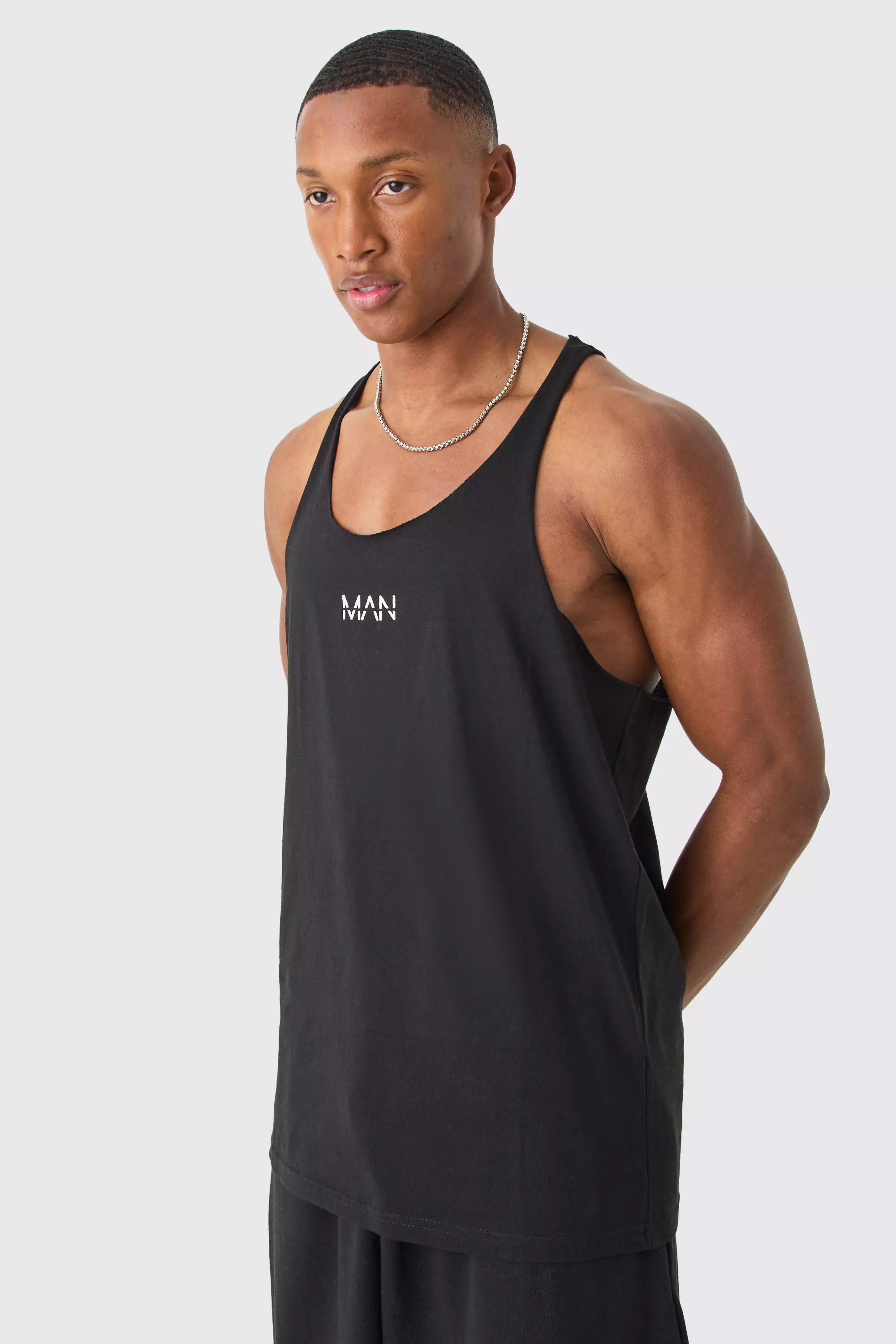 Black Regular Fit Man Dash Racer Back Basic Vest alternative image