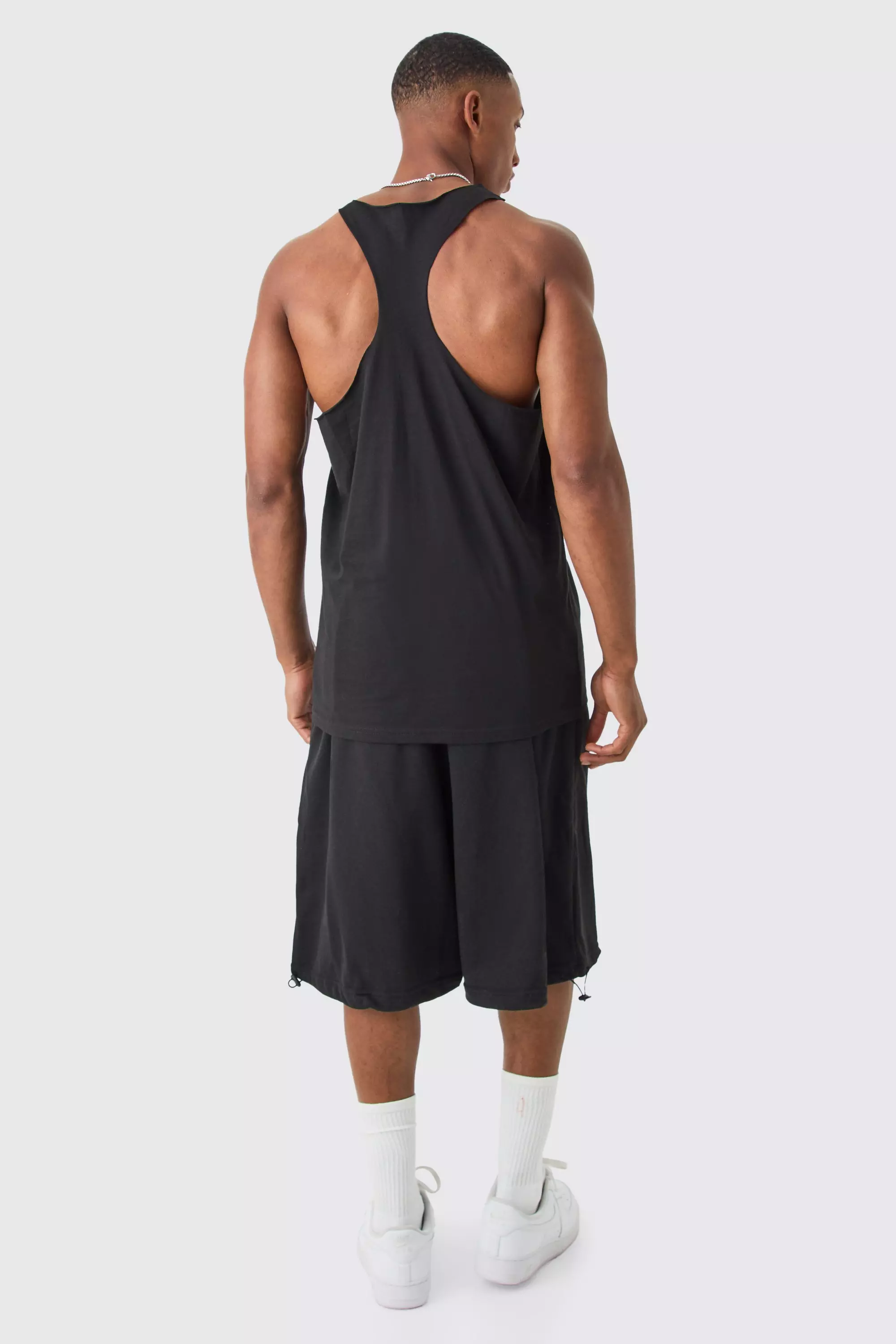 Black Regular Fit Man Dash Racer Back Basic Vest alternative image