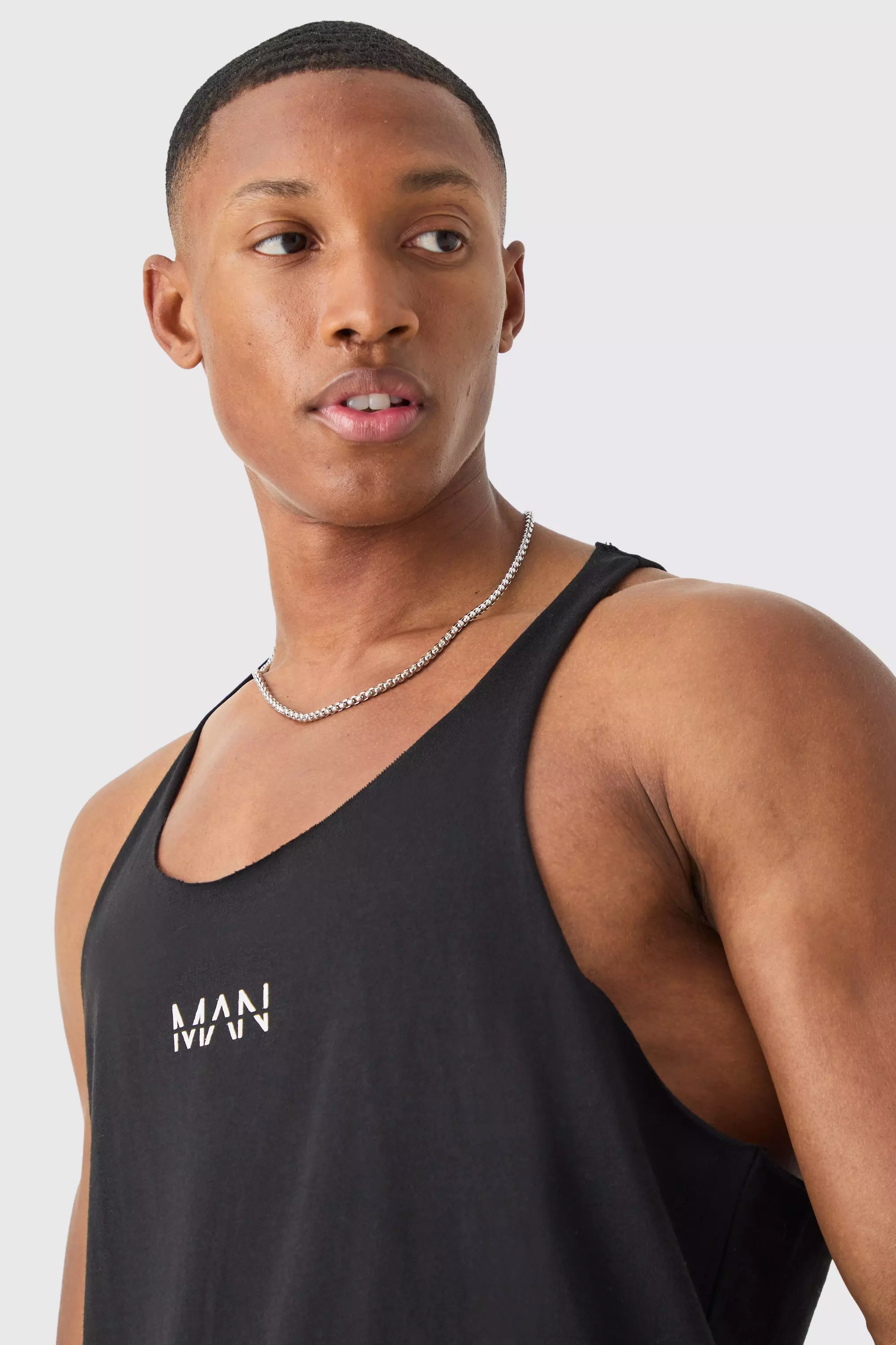 Black Regular Fit Man Dash Racer Back Basic Vest alternative image