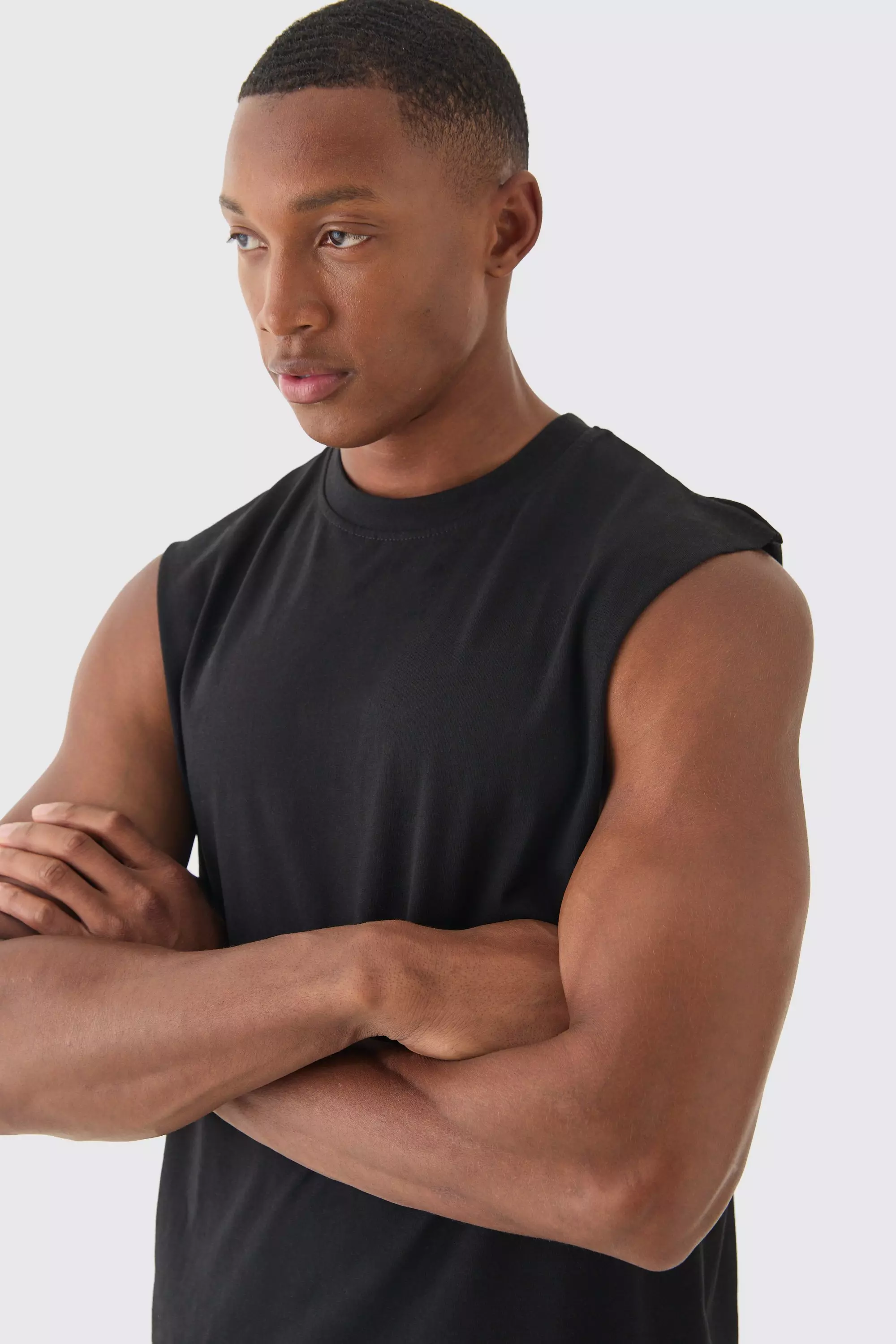 Black Regular Fit Basic Drop Armhole Tank alternative image