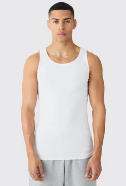White Basic Muscle Fit Vest