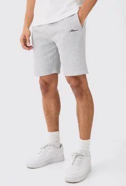 Man Signature Loose Fit, Mid Length Shorts Grey marl