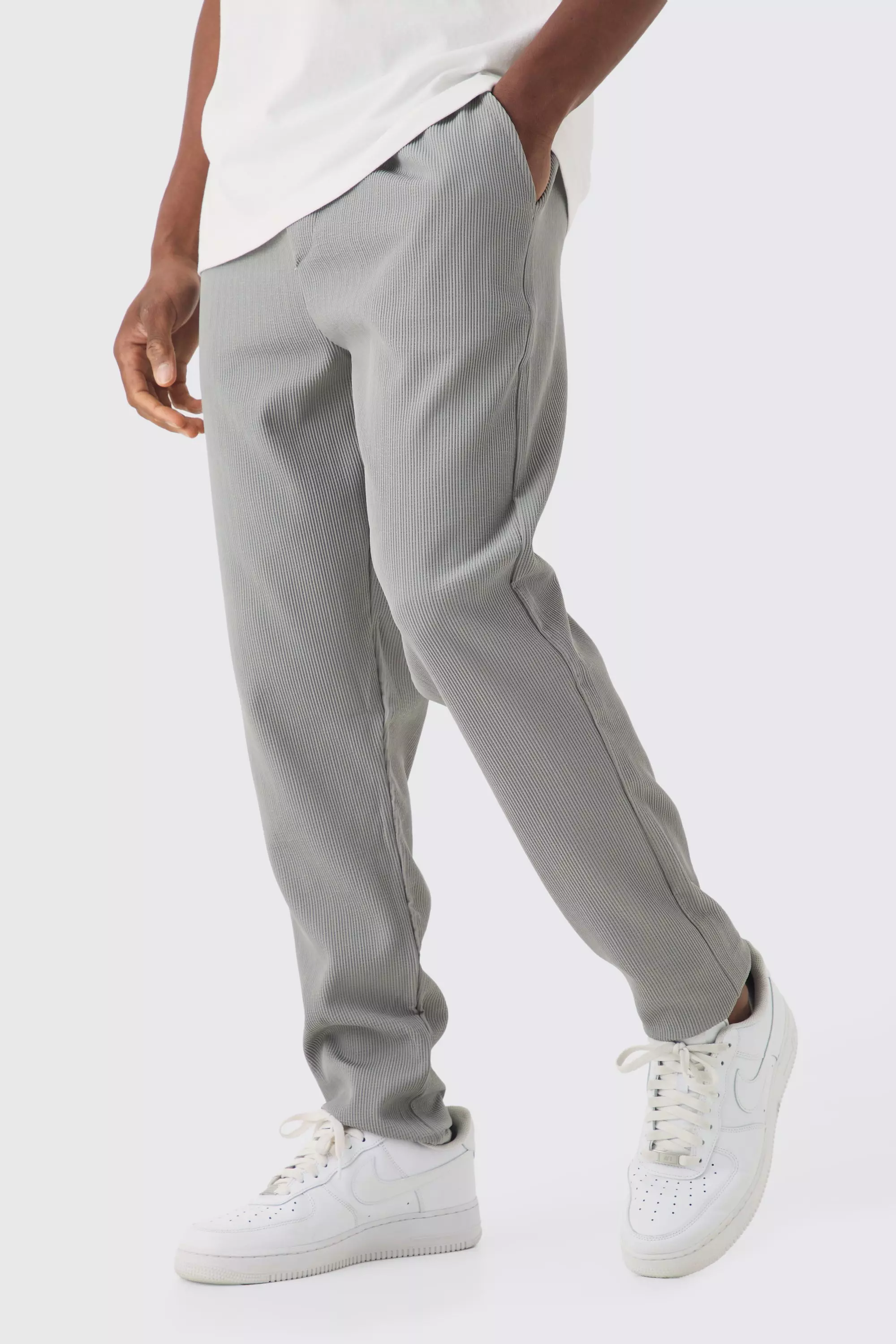 Pleated Slim Elasticated Waistband Trouser Grey