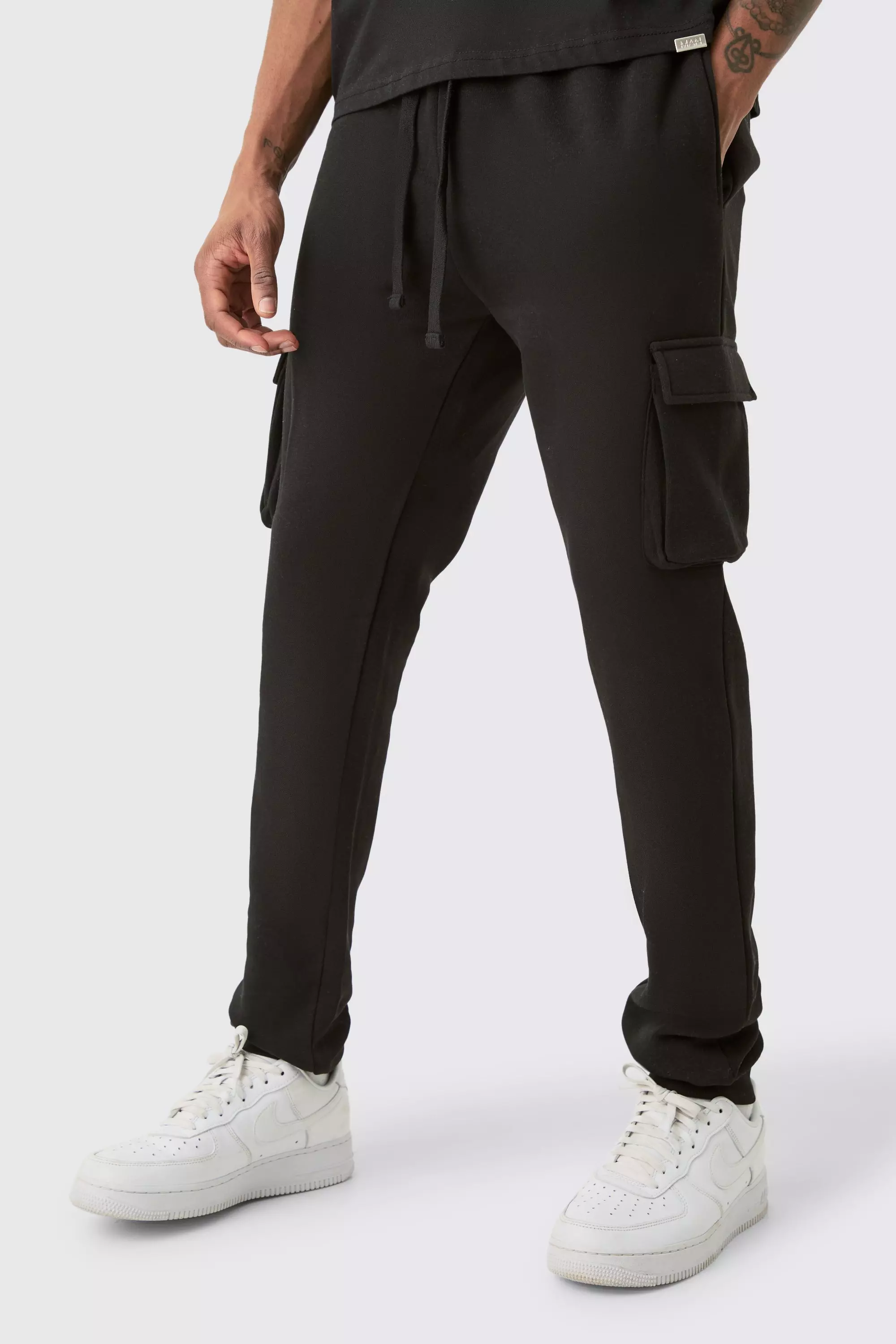 Black Tall Skinny Fit Cargo Jogger