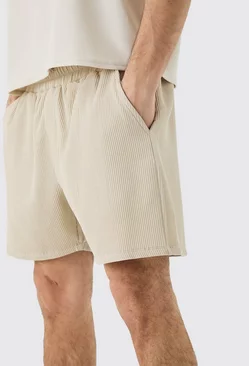 Pleated Drawcord Shorts Stone
