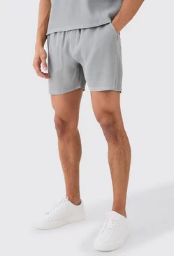 Grey Pleated Drawcord Shorts
