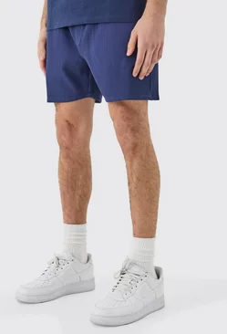 Pleated Drawcord Shorts Navy