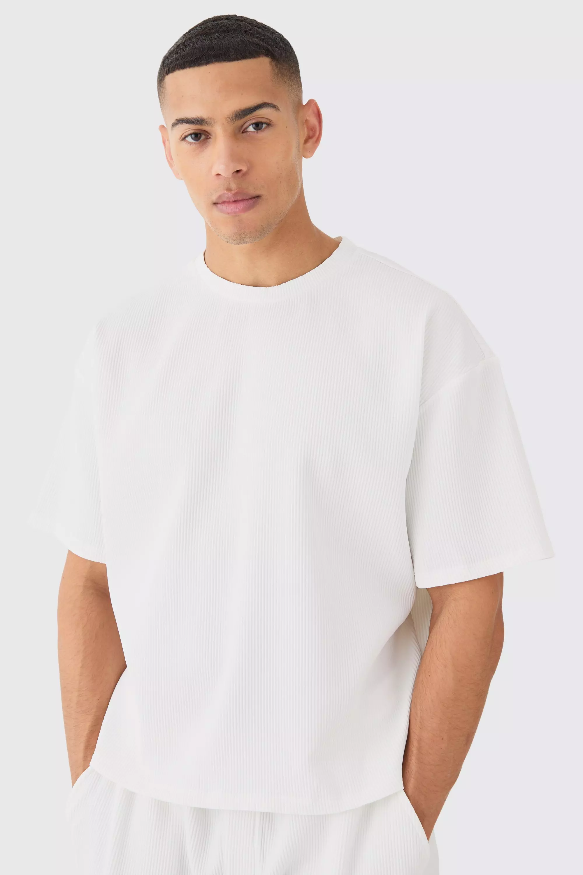 White Pleated Oversized T-shirt